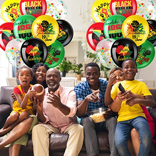 45 Pcs Happy Juneteenth Balloons,Freedom Day Black Patriotic Party Decoration Latex Balloons,Africa Afro American Independence Day Party Supplies Balloons For 1865 June 19Th Black History Party #TOP4