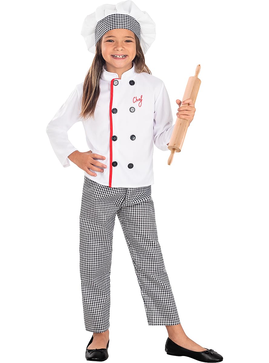 Funidelia | Disfraz de cocinero para niño y niña Chef, Profesiones - Disfraz para niños y divertidos accesorios para Fiestas, Carnaval y Halloween - Blanco
