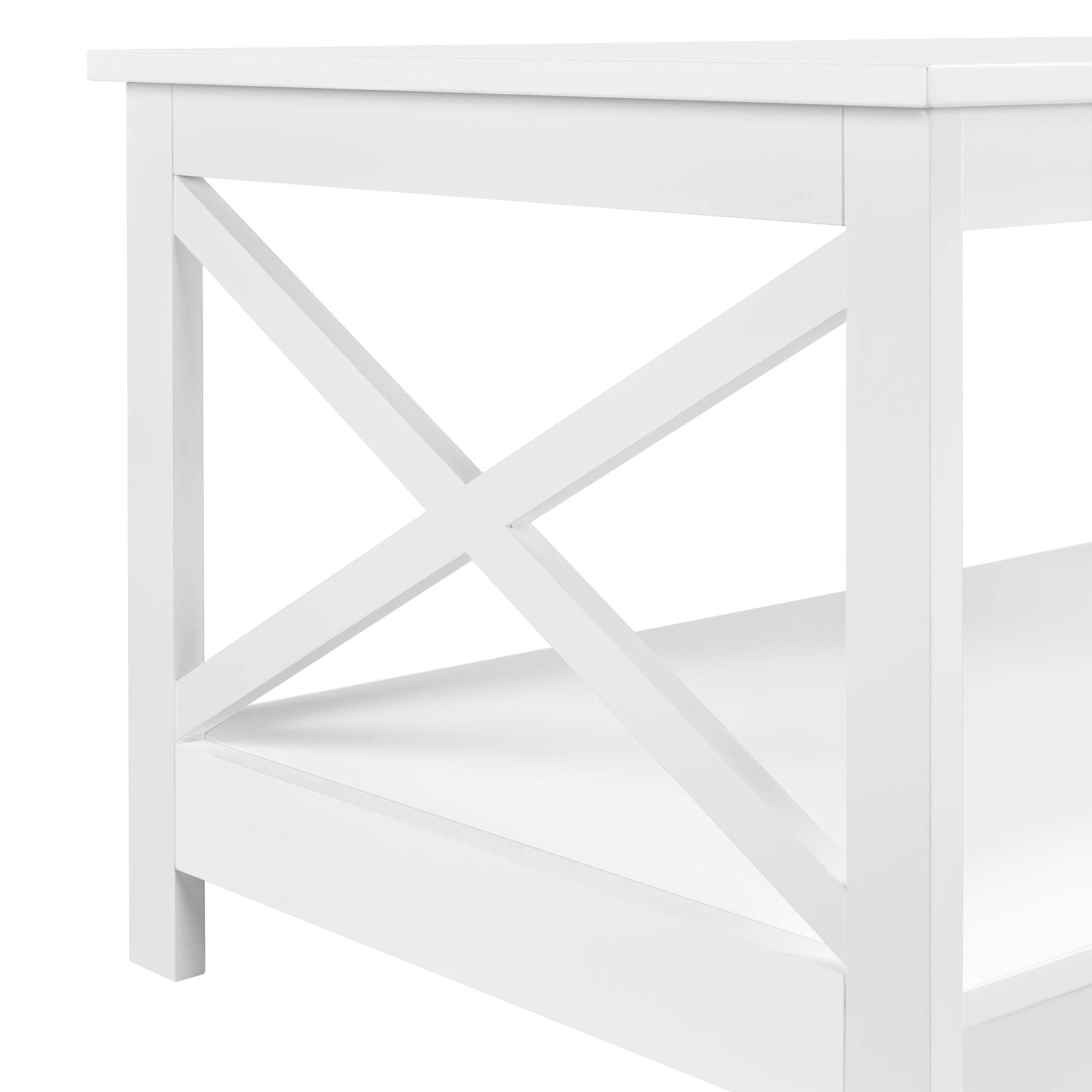 Yaheetech Mesa de Centro Moderna con Estructura en X Mesa de Café con Doble Nivel de Almacenamiento 100x50x45cm Ideal para Libros Revistas Blanco