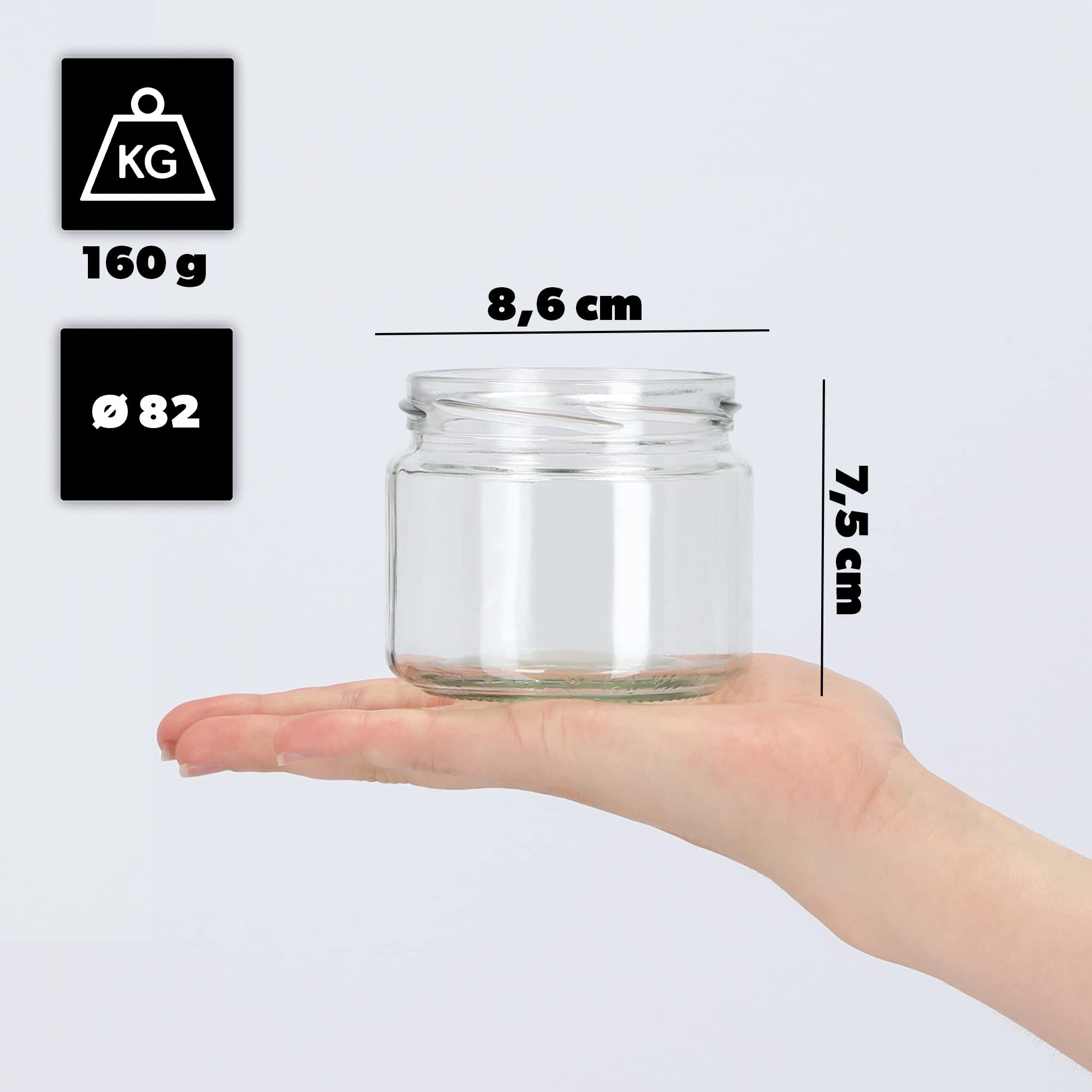 KADAX Set di 50 vasetti per marmellata in Vetro 330ml Ø82 Frutta esotica – Tappo a Vite ermetico, per marmellate, Miele, confetture e bomboniere