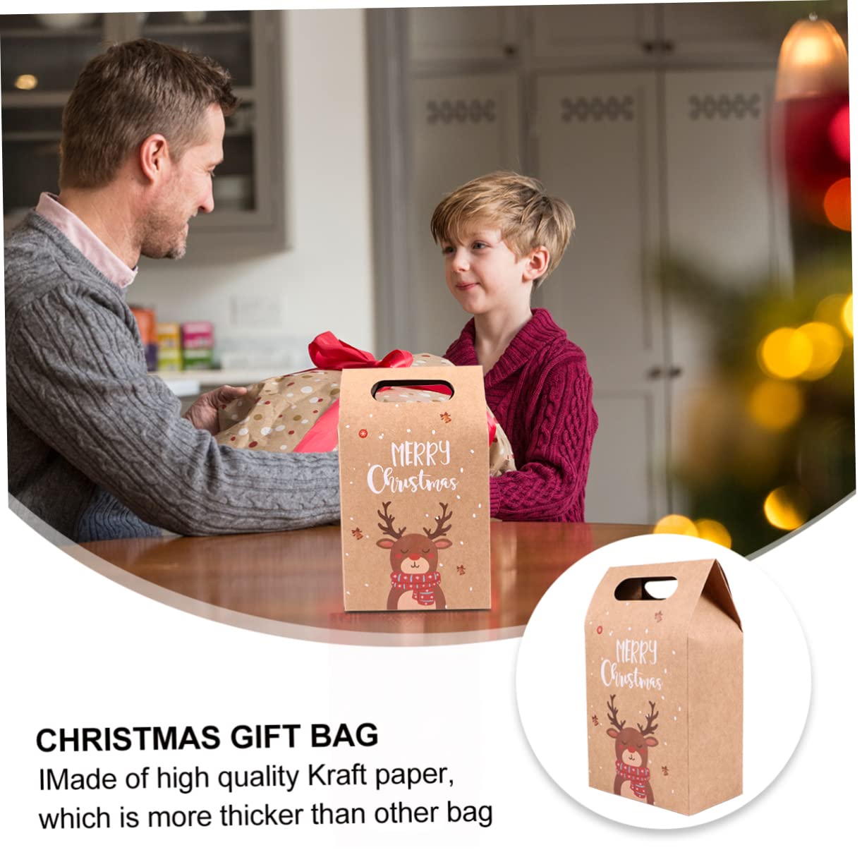 SEWOART 24piezas Bolsas Kraft Resistente y Para Envolver Para Fiestas Navideñas