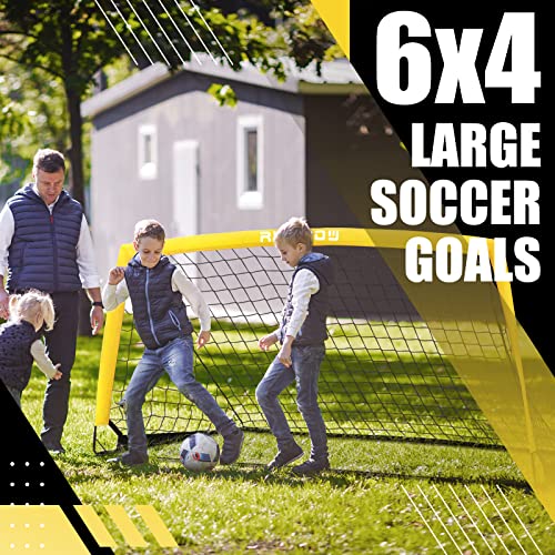Runbow 6X4 Ft Portable Kids Soccer Goal For Backyard Practice Soccer Net With Carry Bag (6X4 Ft, Yellow, 1 Pack) #TOP5