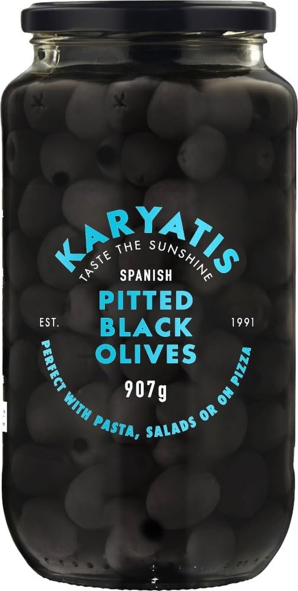 Karyatis, olive nere denocciolate in salamoia, 907 g, confezione da 2