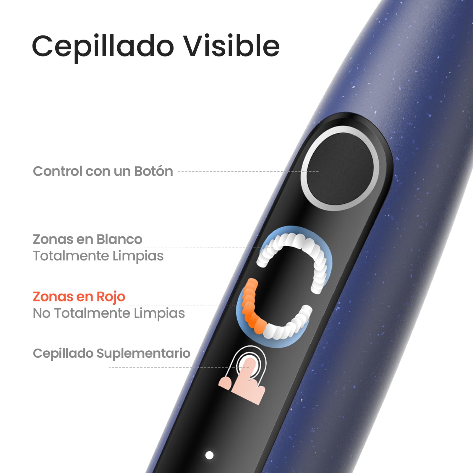Oclean X Lite Cepillo de dientes eléctrico, Cepillo electrico inteligente, 5 Modos, 72000 Movimientos por minuto, Cepillado suplementario, 40 Días duración, Recordatorio de batería baja, IPX7, Azul