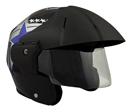Deltz Power (ISI Certified) Scooty Helmet Open Face (Large - L, Black Glossy Blue Sticker)