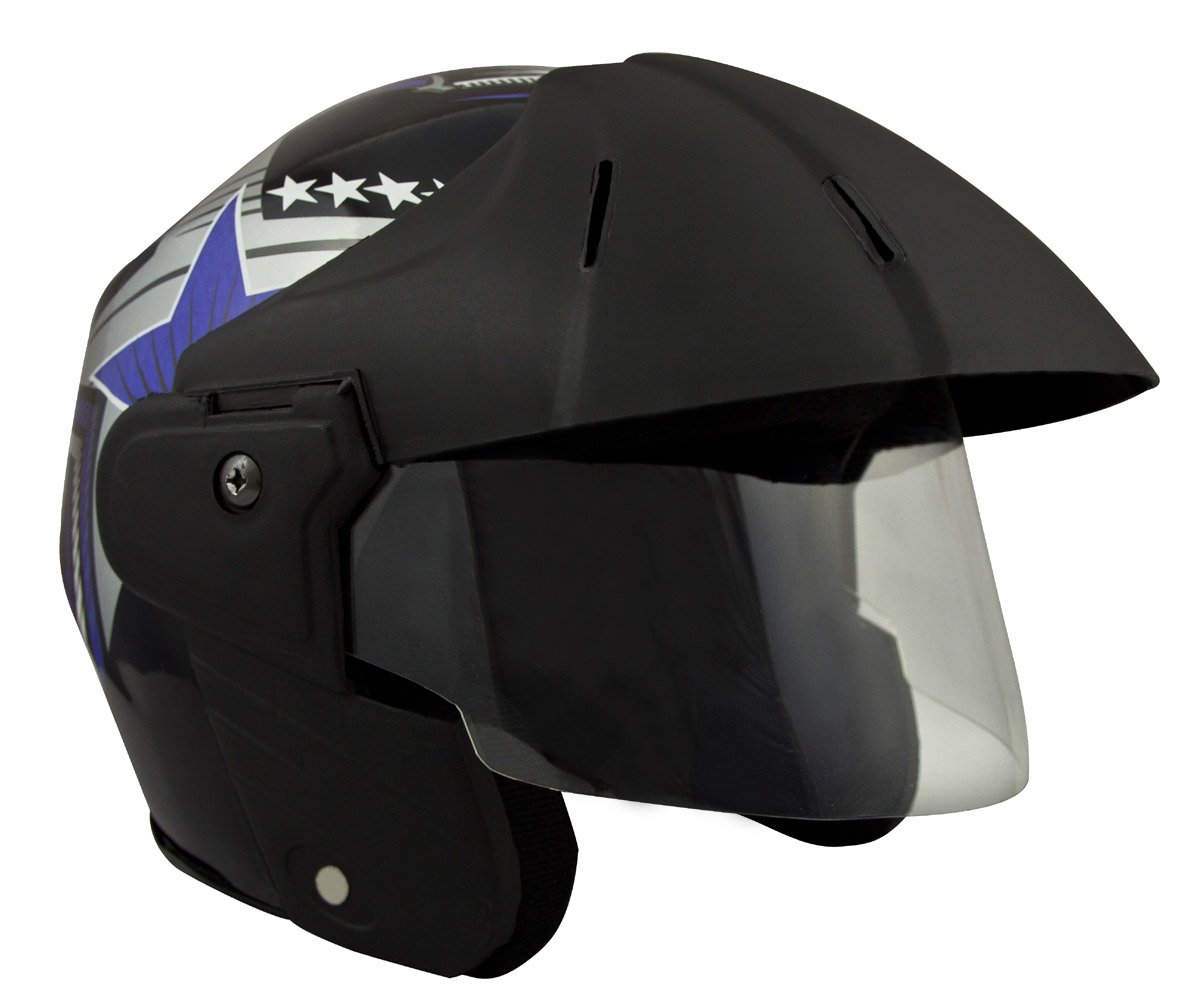 Sage Square Deltz Power (ISI Certified) Scooty Helmet Open Face , Medium , Black Glossy Blue Sticker, ABS-image-9
