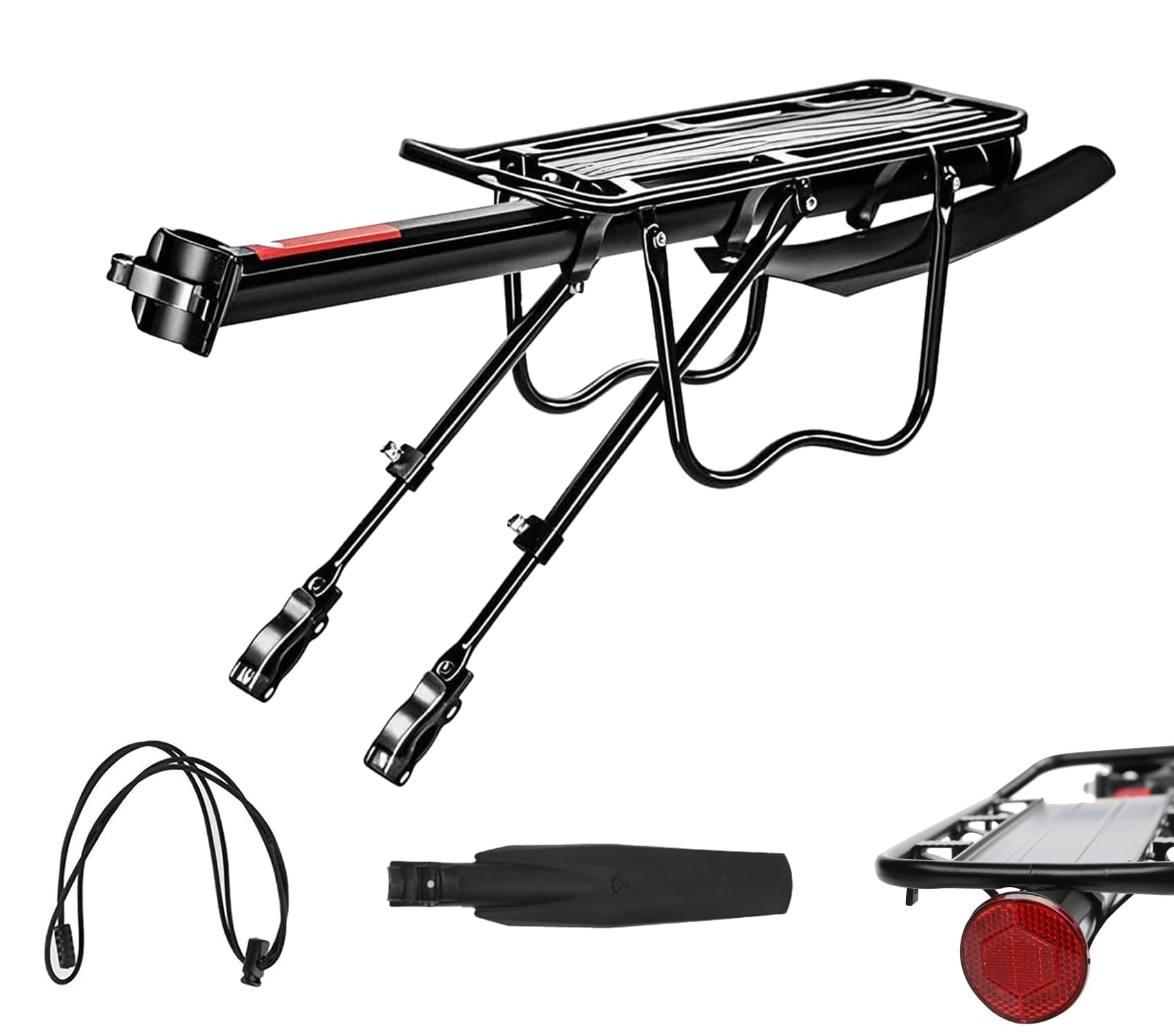 Portapacchi universale in alluminio per e-bike, mountain bike, bici da città, 50 kg, montaggio senza attrezzi, anti ruggine e anti-schegge