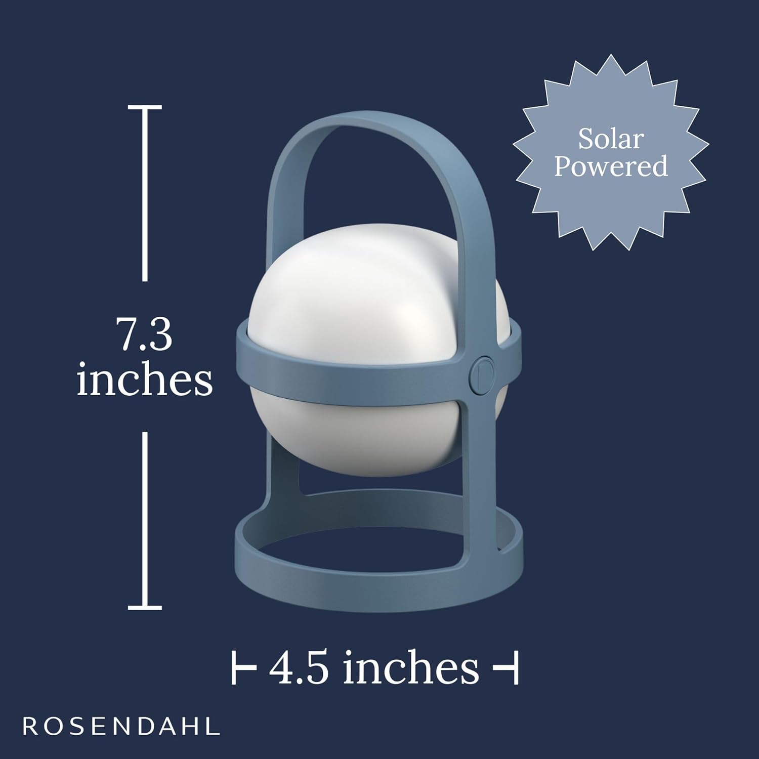Rosendahl Soft Spot Solar Circular Lantern - 7.3 in., Elegant & Durable Solar-Powered Lantern with Rechargeable USB, Ideal for Indoor and Outdoor Use, Cozy Home Lighting and Decor (Sky Blue)