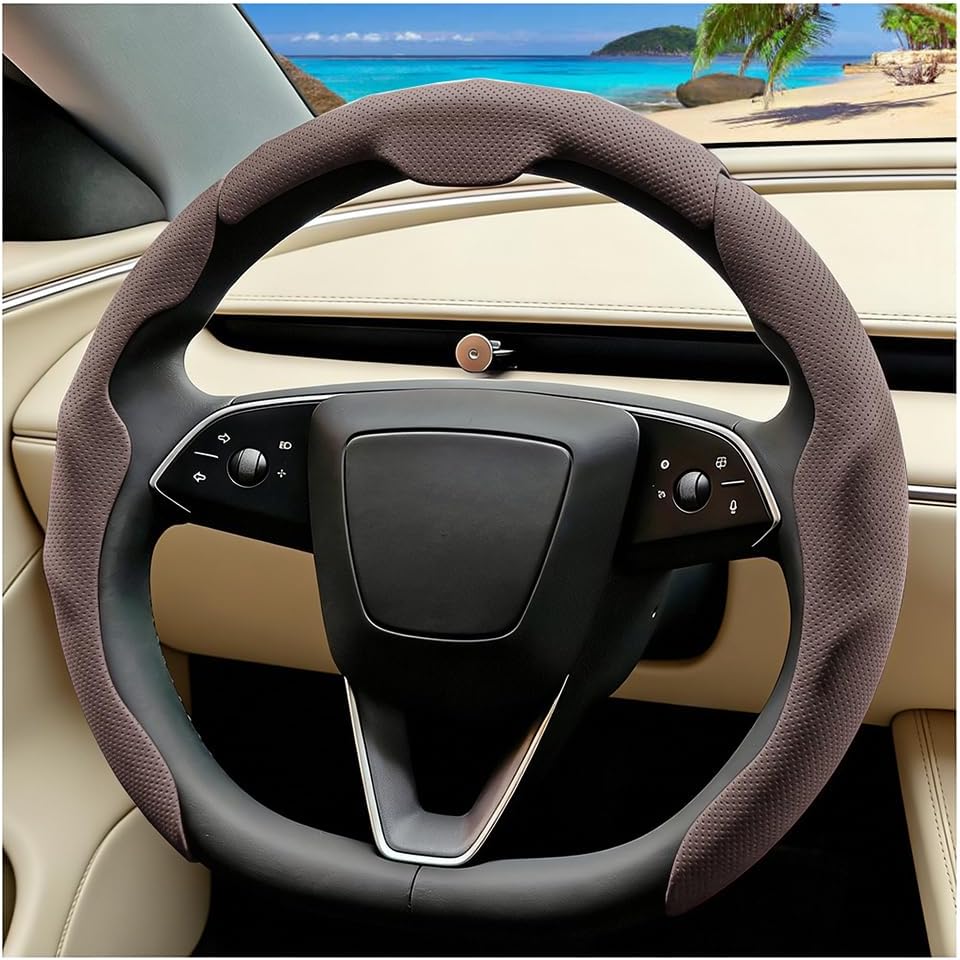 3PCS Car Steering Wheel Cover, Leather Breathable Segmented Automotive Protector, Anti-Slip Snap On Comfortable Vehicle Steering Wrap Set, Universal for Truck Motorcycle SUV (Black)