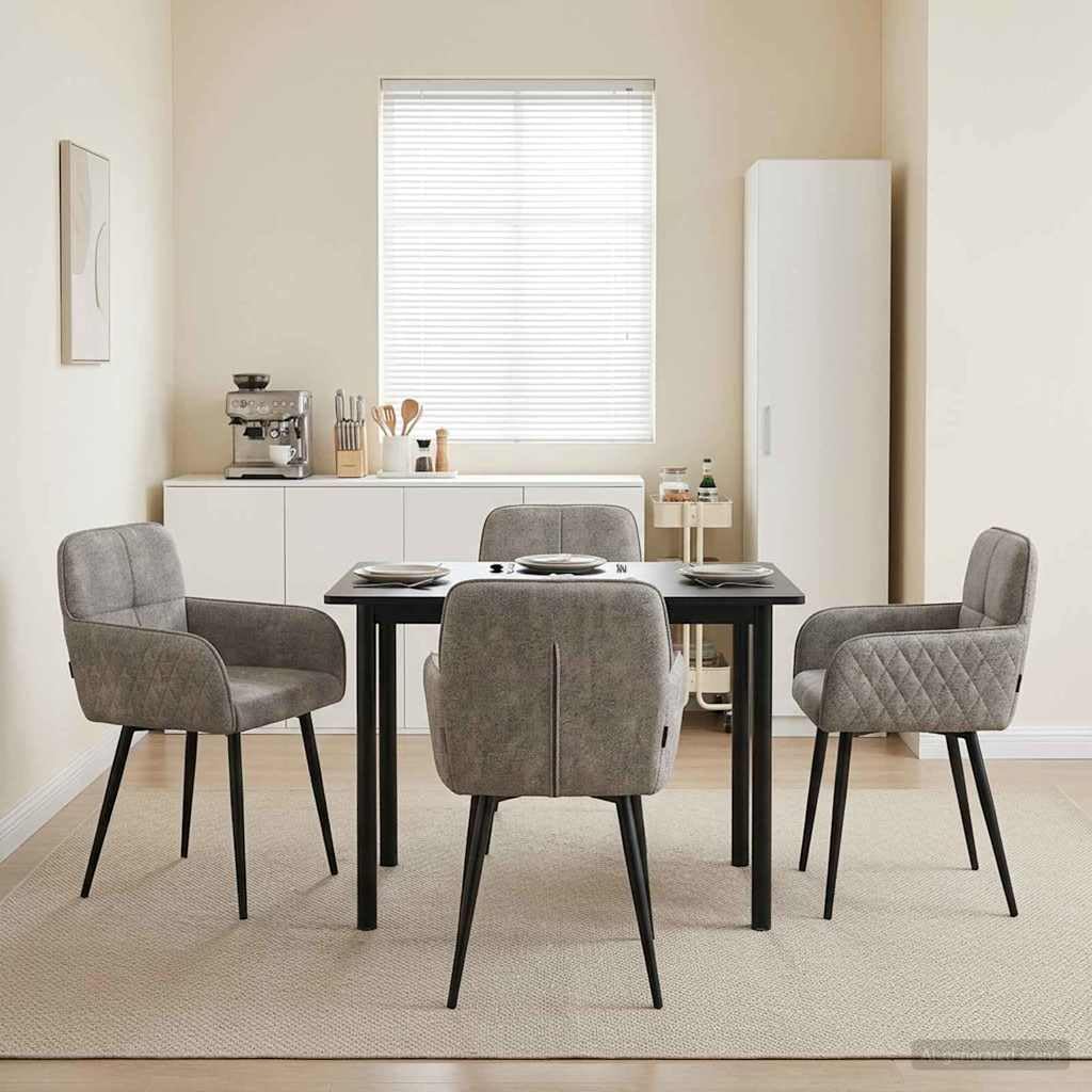 Juego de 4 sillas de comedor tapizadas con reposabrazos, color gris
