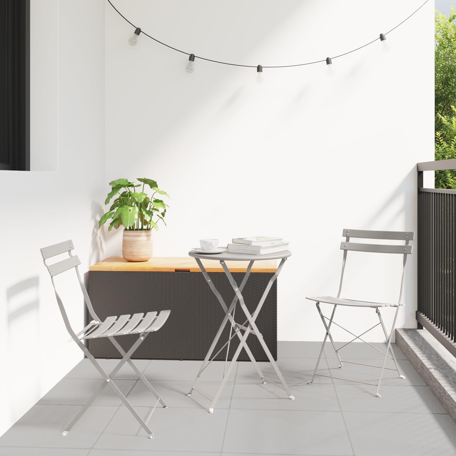 Chaise de jardin pliante beige avec traitement anti-UV et structure en acier légère