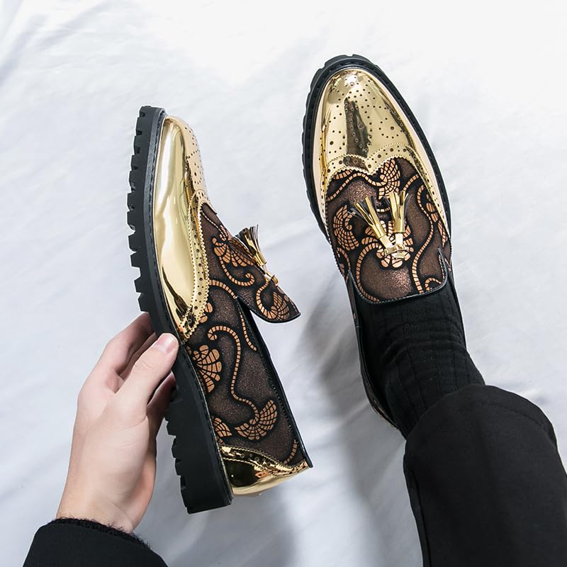 Men's Trendy Gold - Accent Loafers, Fashion - Forward Formal Shoes - Perfect for Special Events, Ceremonies & Social Gatherings4