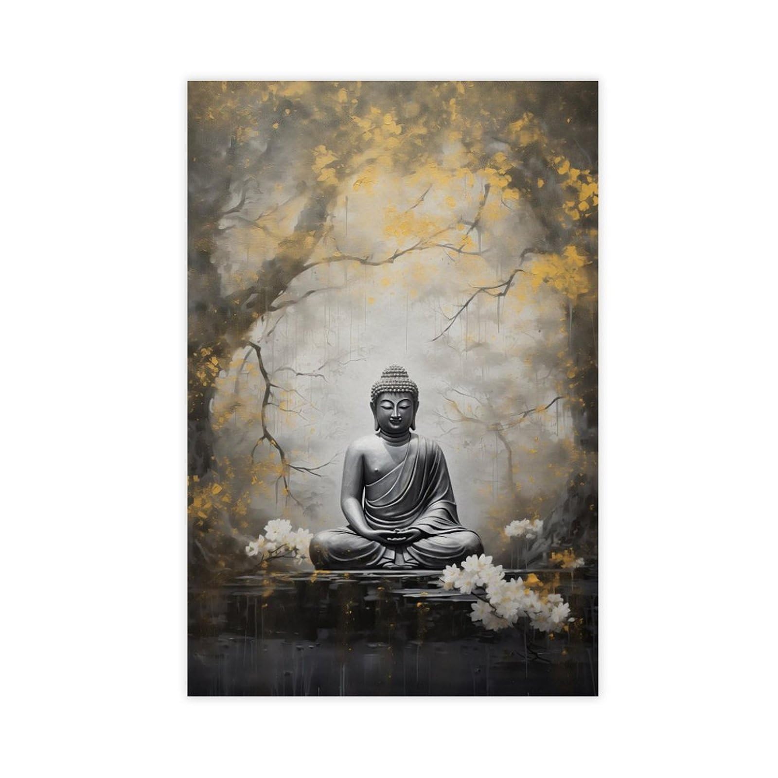 GQVCJSW Buddha Meditating Buddha Spiritual Art Canvas Poster Wall Art Decor Print Picture Paintings for Living Room Bedroom Decoration 12x18inch(30x45cm)