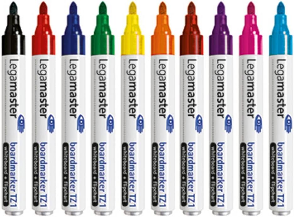 Whiteboard Marker Set - Multi-Coloured - 10 Whiteboard Pens - Round Tip 1.5-3 mm - Whiteboard Pen Dry Wipe - for Whiteboards, Flipcharts, Magnetic, Memo Boards - Sketchnotes