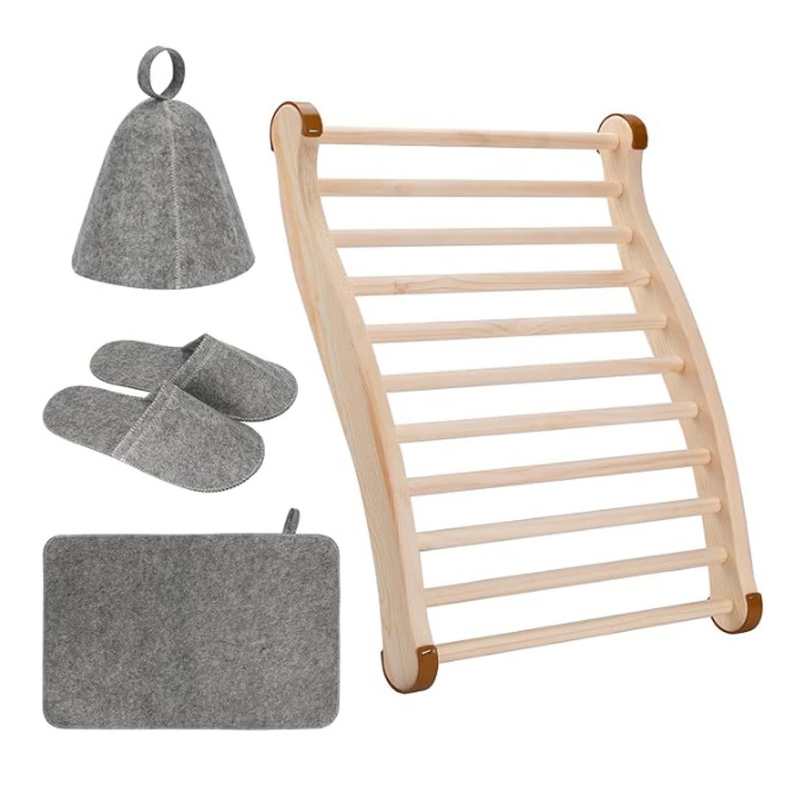 ZBIianxer Excellent Sauna Chair Backrest Featuring Not Slip Pads and Includes Wool Felt Accessories Premium Sauna Backrest with S-Shaped Design Stable Base and Wool Felt Accessories