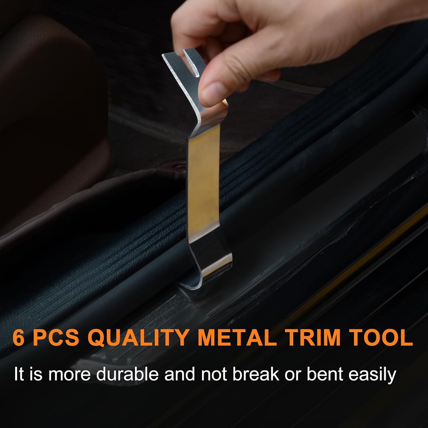 6pcs Metal Trim Removal Tool, Auto Pry Tool Kit Trim Removal Tool Set for Vehicle Door Panel (Silver)