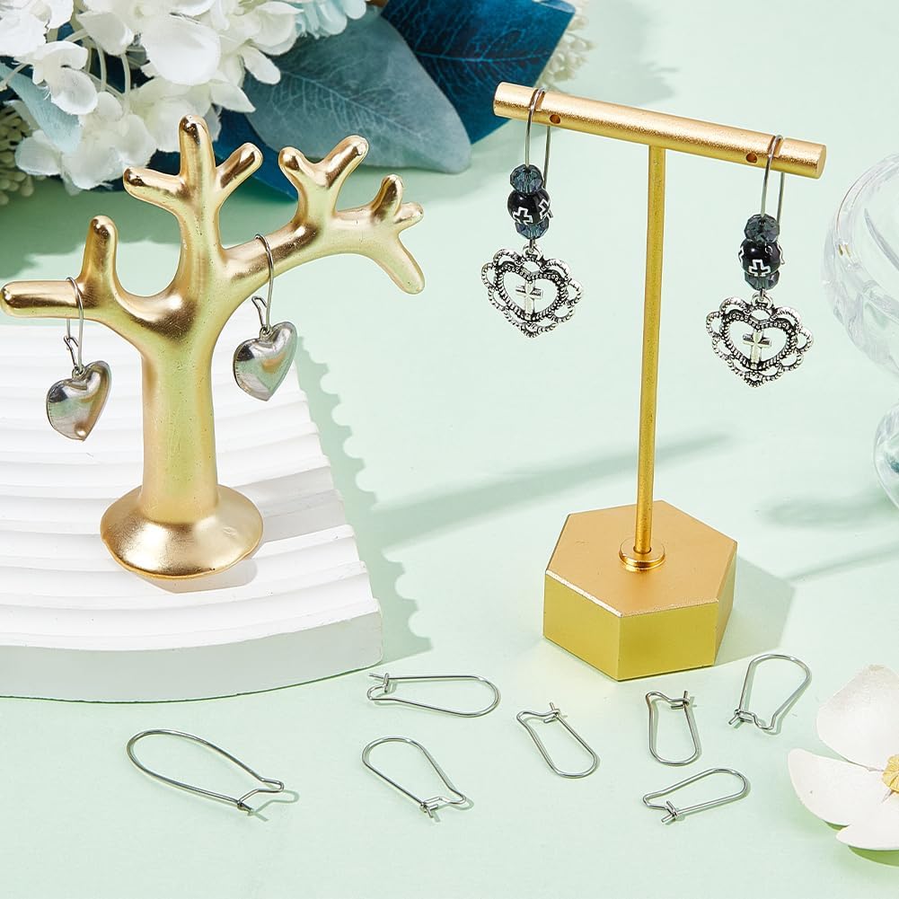 1 Box 120Pcs 3 Styles Kidney Earring Hooks Stainless Steel Kidney Ear Wires Silver Long Dangle Earring Findings U Shaped Hoop Kidney Ear Wires for Jewelry Making Supplies DIY Craft Beginner - Image 4