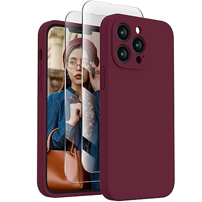 FireNova Designed for iPhone 15 Pro Max Case, Silicone Upgraded [Camera Protection] Phone Case with [2 Screen Protectors], Soft Anti-Scratch Microfiber Lining Inside, 6.7 inch, Calke Green