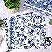 Whaline 60Pcs Flower Cotton Fabric Bundles Blue White Floral Fabric Square Chinoiserie Flower Sewing Fabrics for DIY Handmade Crafting Party Decor, 10 x 10 Inch