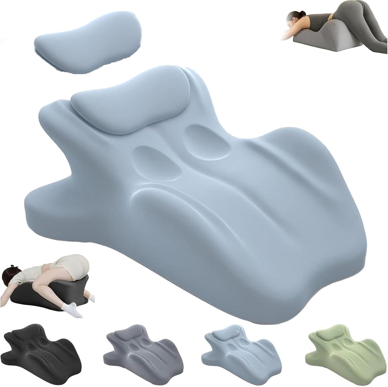 Générique Oreiller Ergonomique Couple à Mémoire de Forme 27°, Coussin Multi-Positions avec Soutien du Dos, Soulage la Pression, Cou et Jambes, Oreiller Intime avec Housse Amovible Lavable (Bleu)
