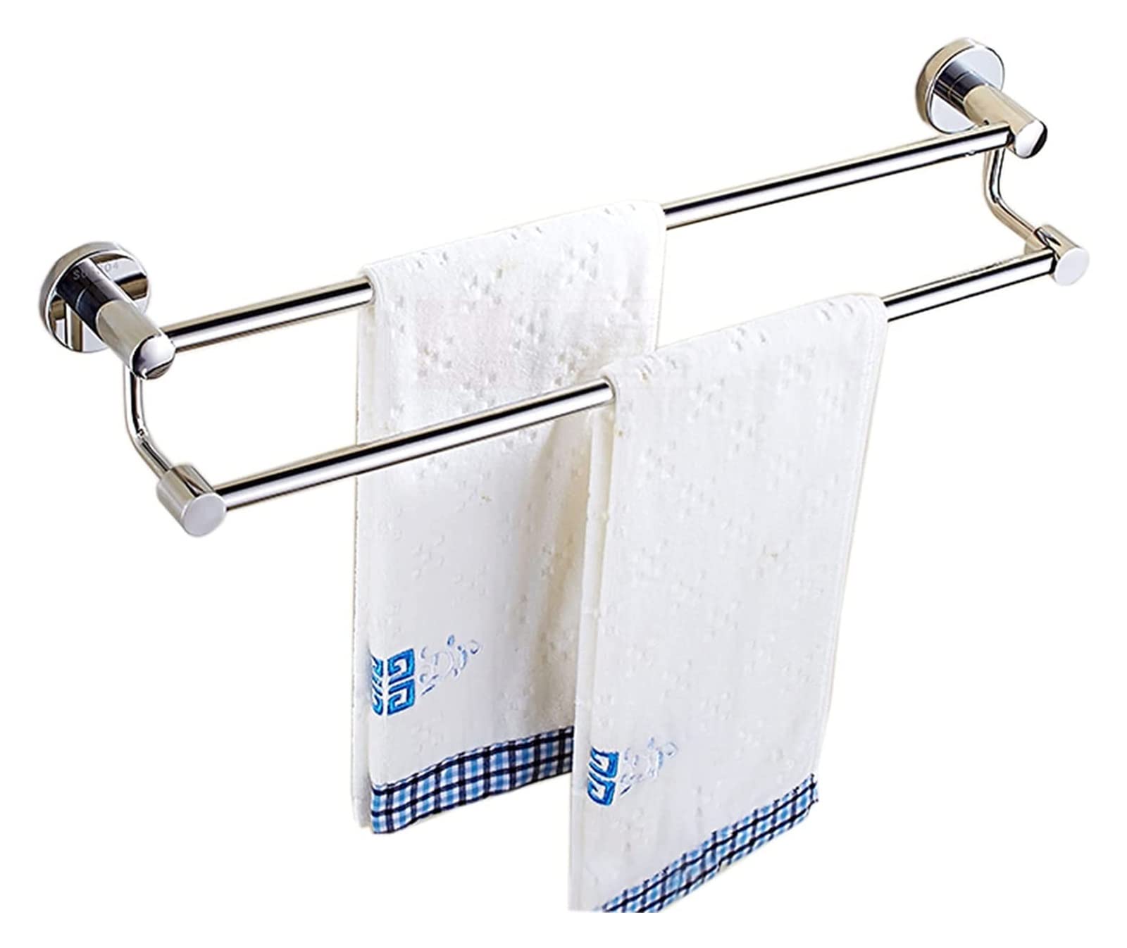 Barre porte-serviettes double en inox durable anti-rouille pour suspendre grands draps de bain