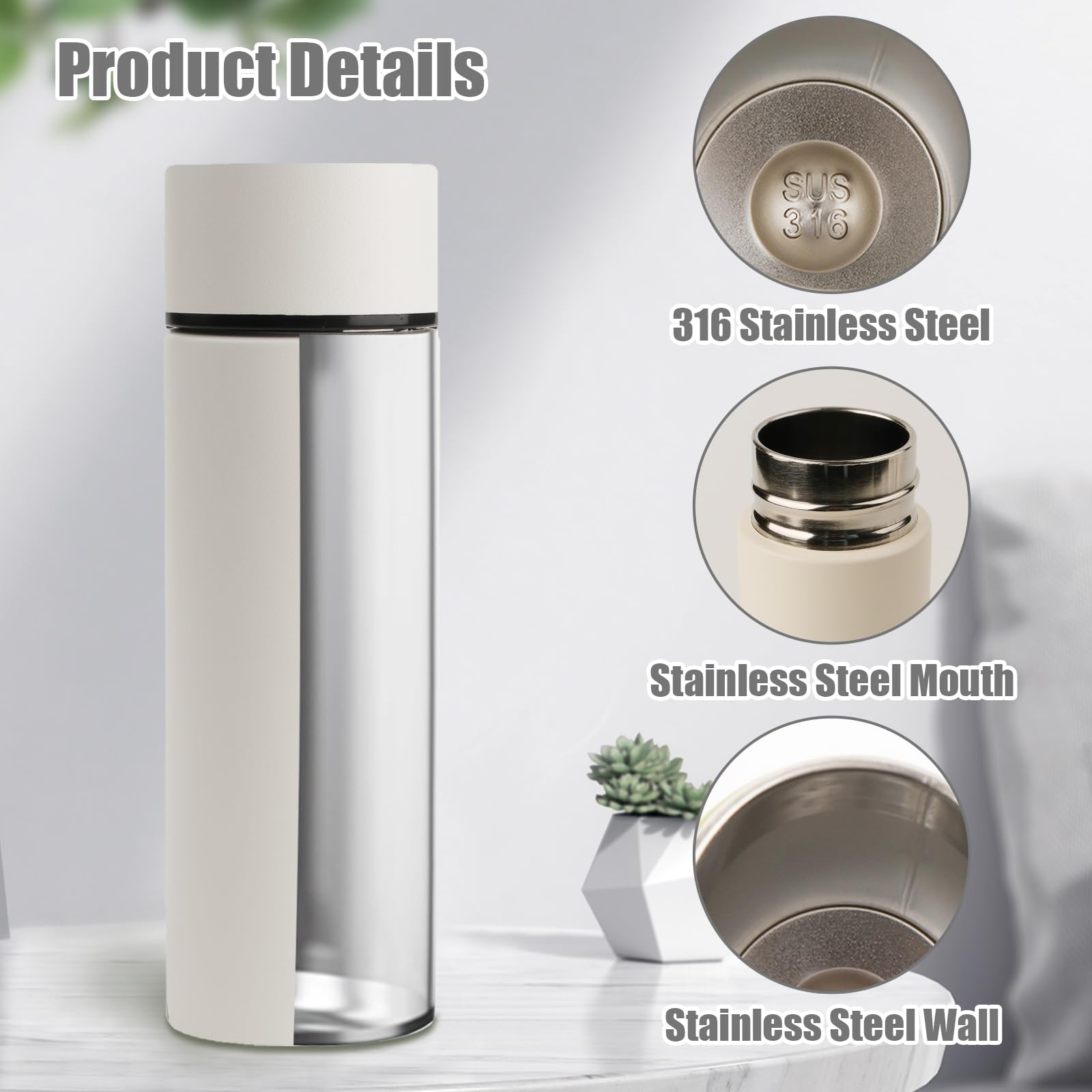 Drinkfles van roestvrij staal, 150 ml, kleine capaciteit, draagbare drinkfles, mini-thermosfles, geïsoleerd en lekvrij, koude warme dranken, reisbeker voor outdoor, werk, school (zwart Drinkfles van roestvrij staal, 150 ml, kleine capaciteit, draagbare drinkfles, mini-thermosfles, geïsoleerd en lekvrij, koude warme dranken, reisbeker voor outdoor, werk, school (zwart