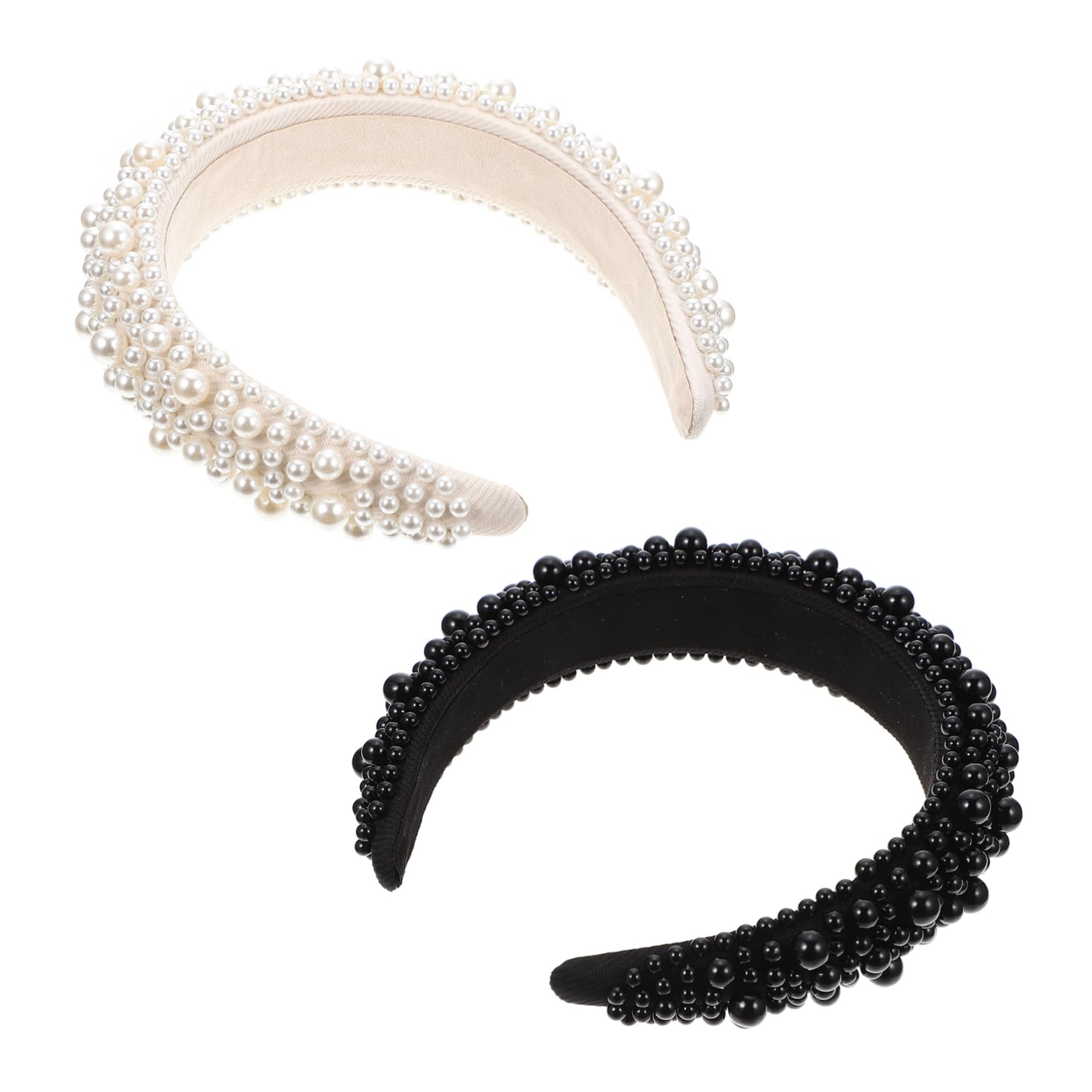 Mikinona 2pezzi Fascia da Capelli per Donna Decorazione in Perle Accessorio per Copricapo Elegante Cerchietto Decorativo Squisito per Feste e Uso Quotidiano