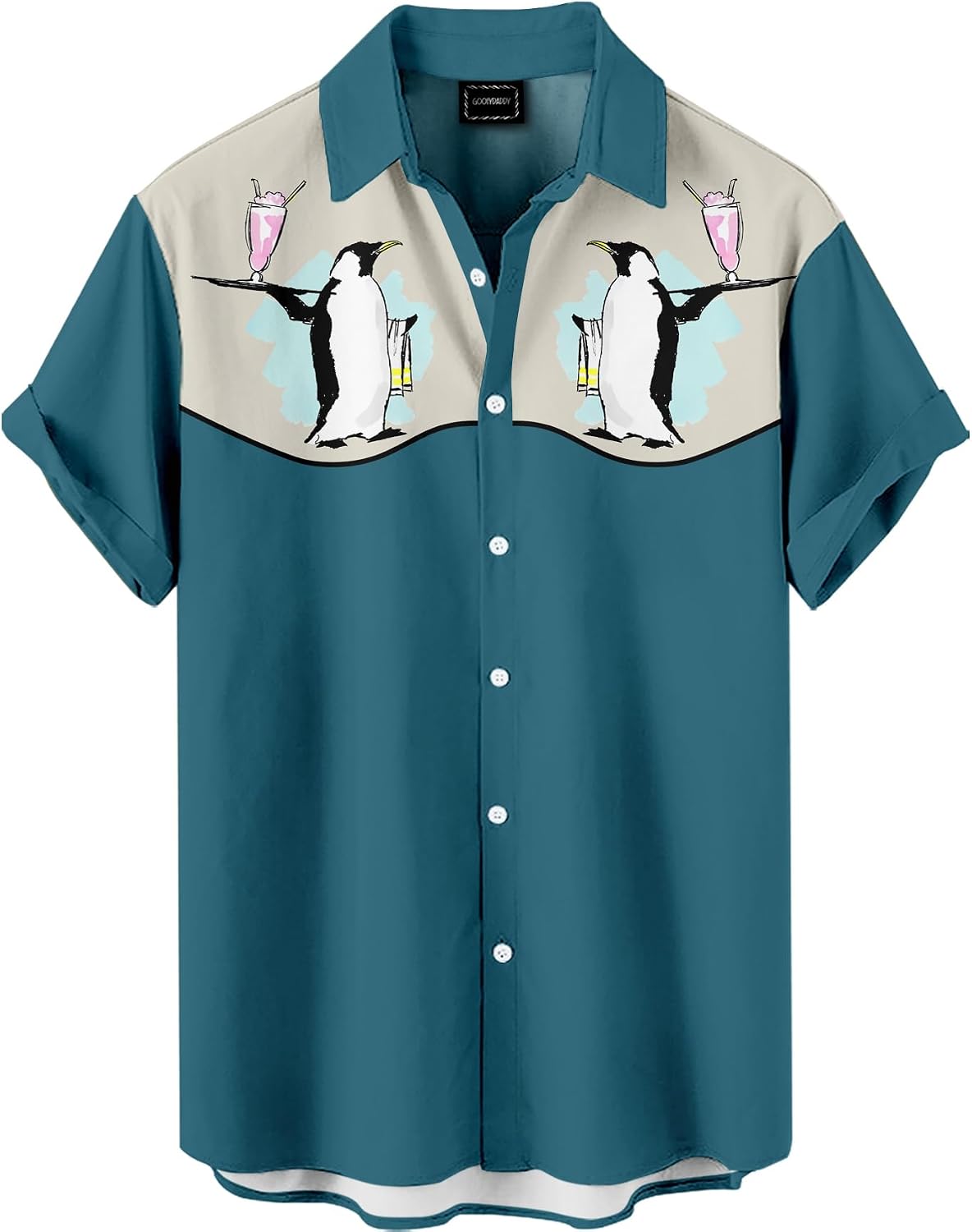Men's Western Funny Pattern Button Down Shirt Casual Cowboy Hawaiian Shirt Rodeo Party Summer Vacation Top