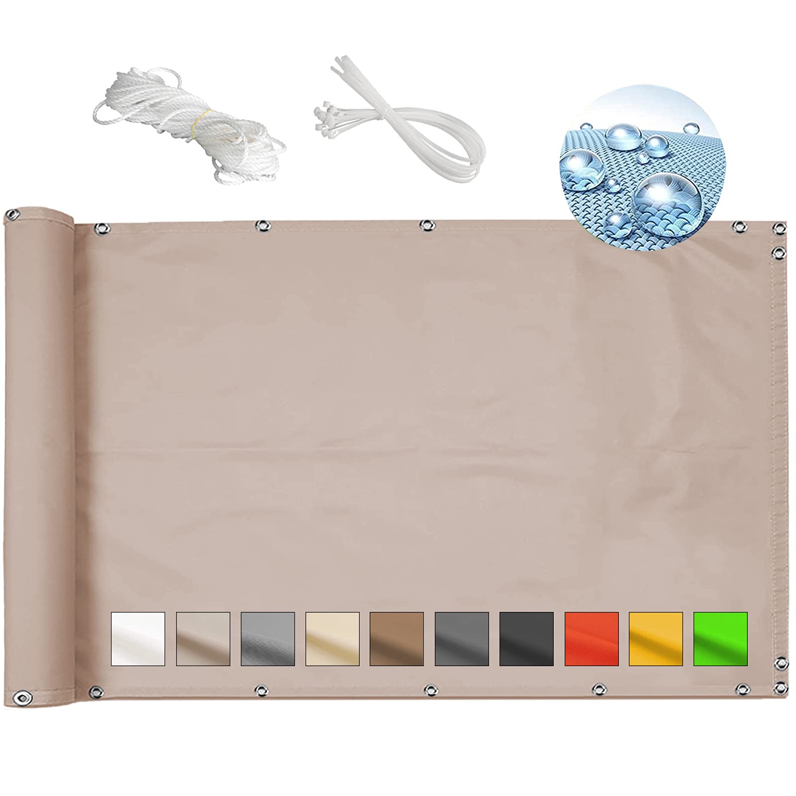Brise-vue balcon sable 1,35x12 m occultant pour jardin