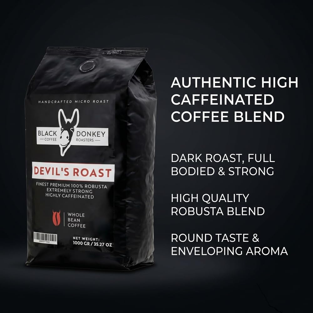 Black Donkey - 1KG Café Natural En Grano (DEVIL'S ROAST) | Extremadamente Fuerte | Altamente Cafeinado