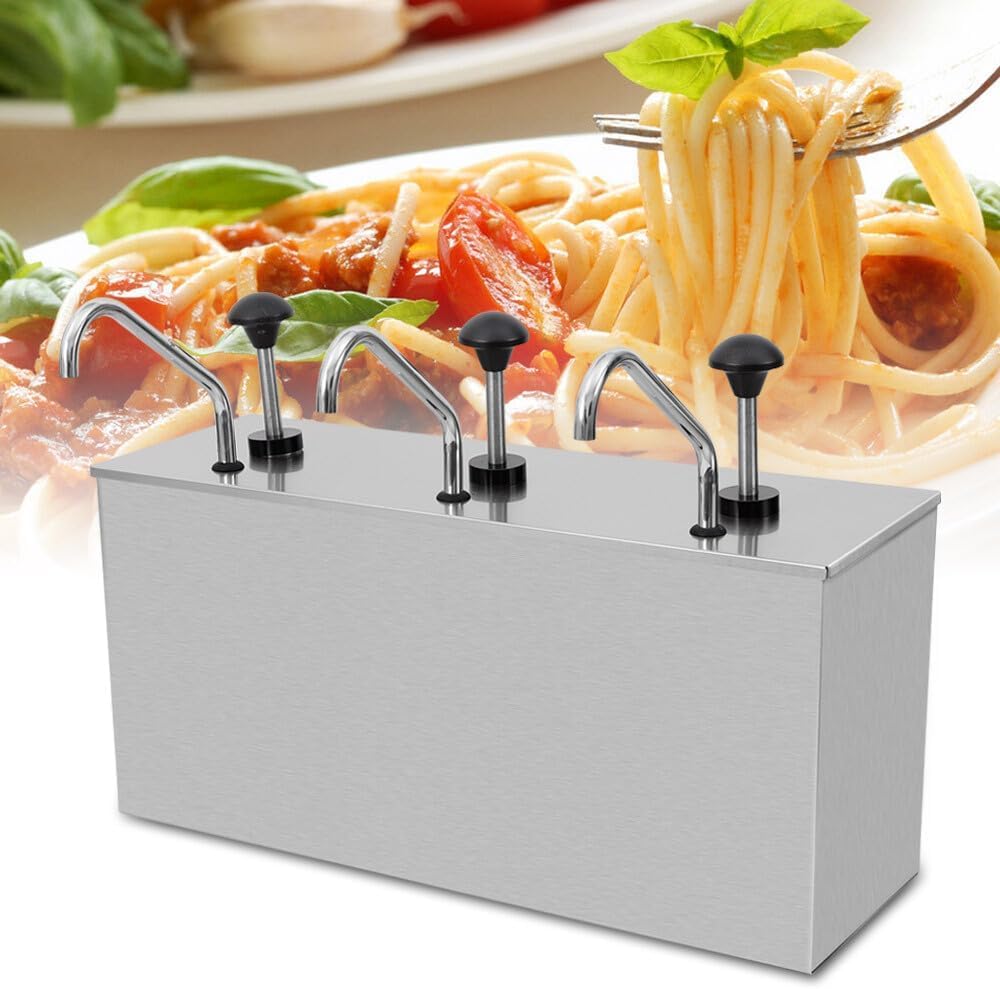 Dispensador de salsas, dispensador de salsas de acero inoxidable, dispensador de queso, dispensador de chocolate, dispensador de ketchup de acero inoxidable, dispensador de 4 l x 3