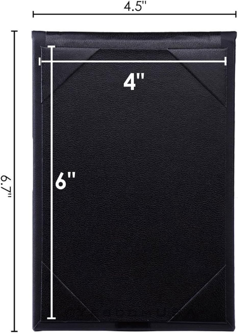 10 Pcs 4x6inch Double-Sided Table Tent Menu Holder, Black Leatherette Menu Cover, 2 Views Menu Sign Holders for Restaurant Cafe Bar Wedding Drink Dessert (2 Views)