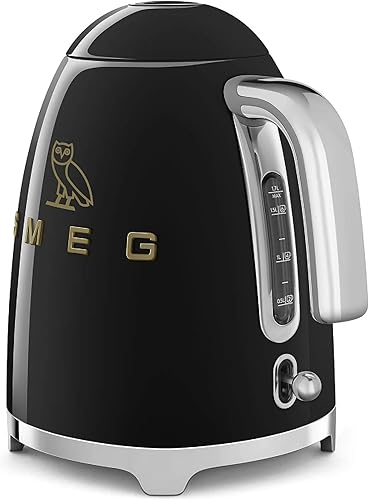 Miniatura 3 de Smeg x OVO - Hervidor eléctrico de 1.7 L, hervidor de té eléctrico OVO Collection Smeg de 7 tazas estilo retro de los años 50 (negro)
