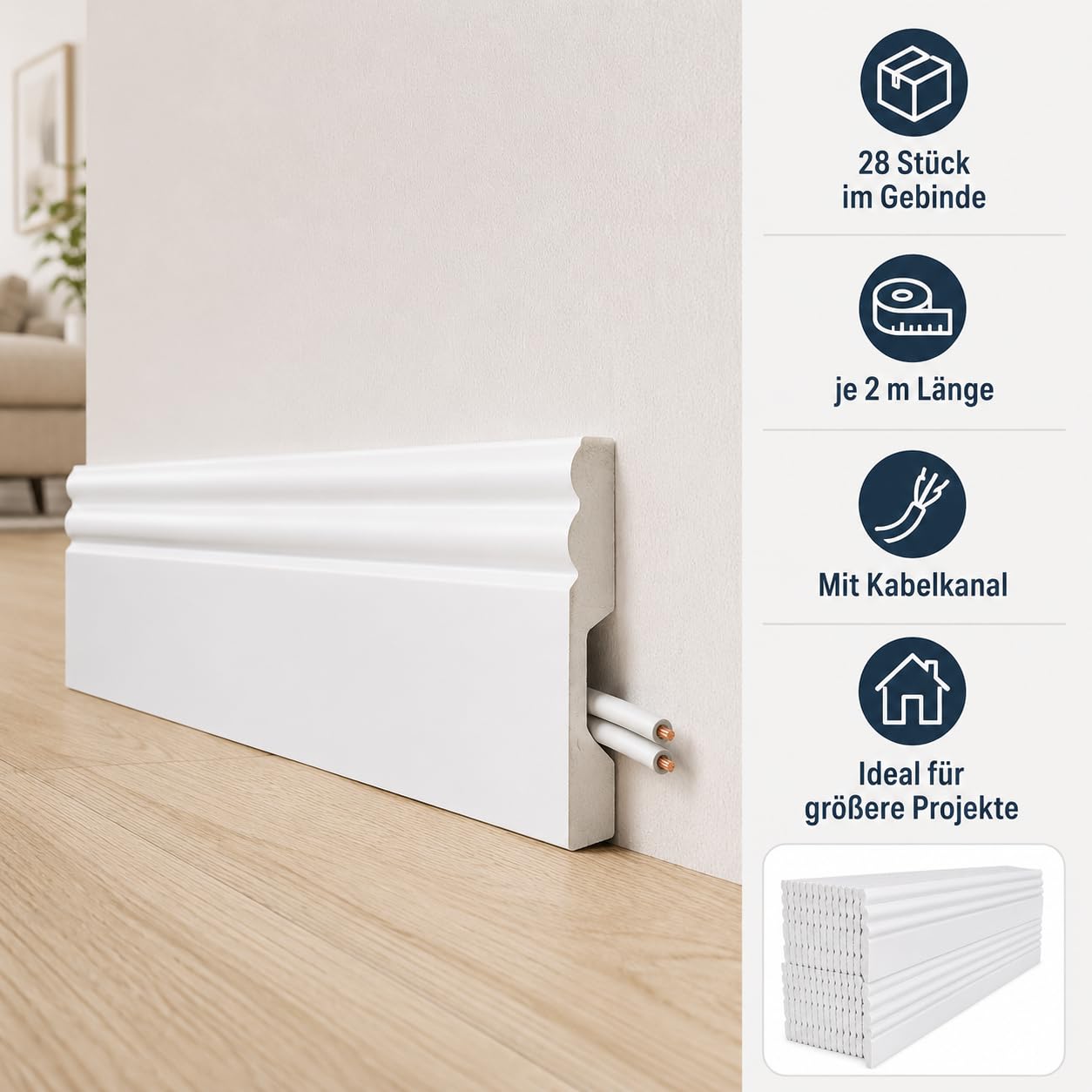 Zócalo para proyectos Berliner Profile blanco 16 x 60 mm PROVISTON