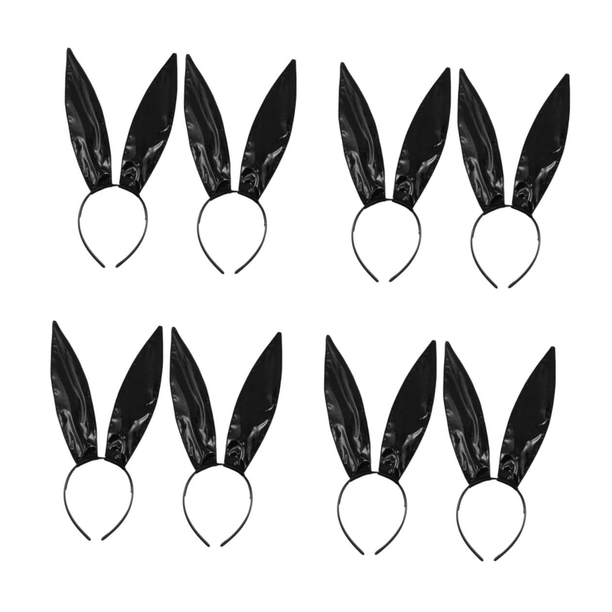Beaupretty 8 Pièces Bandeaux Oreilles de Lapin Cuir Synthétique Noir Accessoires de Fête Halloween et pour Femmes Bandeaux Cosplay et Photographie