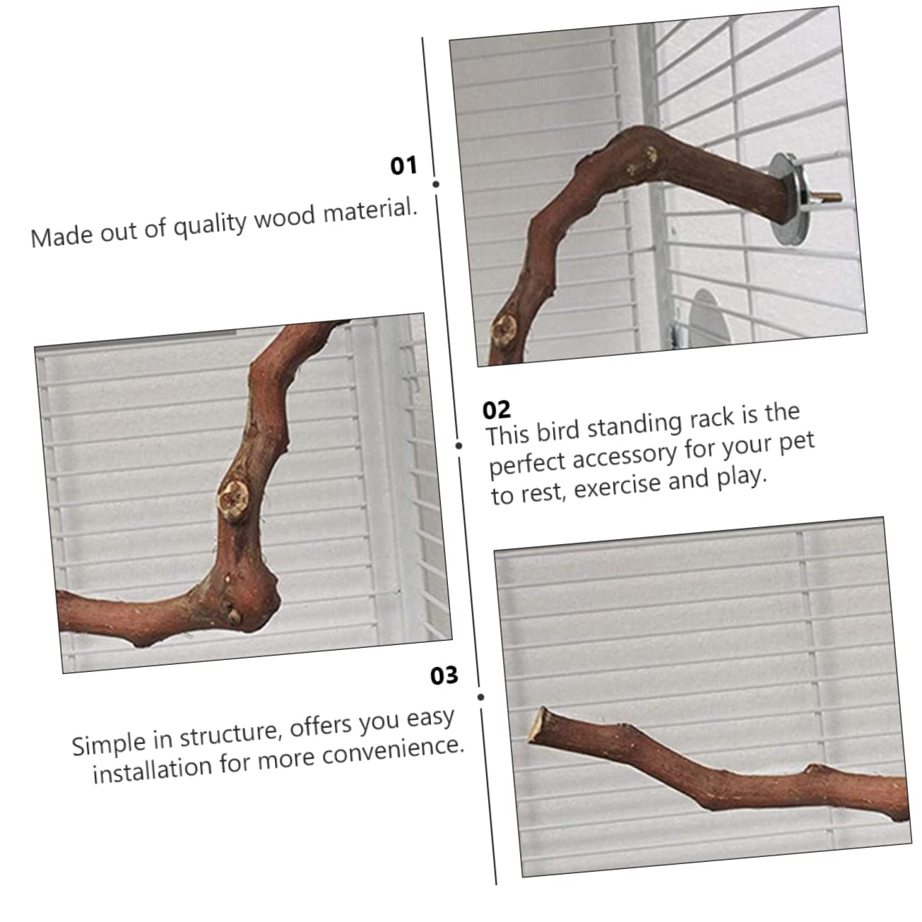Angoily 3pezzi Per Uccelli Legno Per Addestramento e Gioco Giocattolo Per Pappagalli Struttura Semplice e Resistente Atmosfera Naturale Per La Gabbia Design Pratico Per Esercizio e