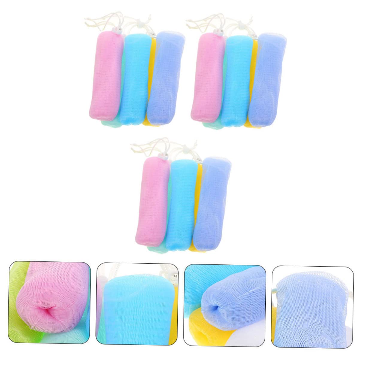 Gatuida 15pcs Eco- Foaming Pouch Soap Net for Bars Reusable Saver Packaging for Shower Random Color