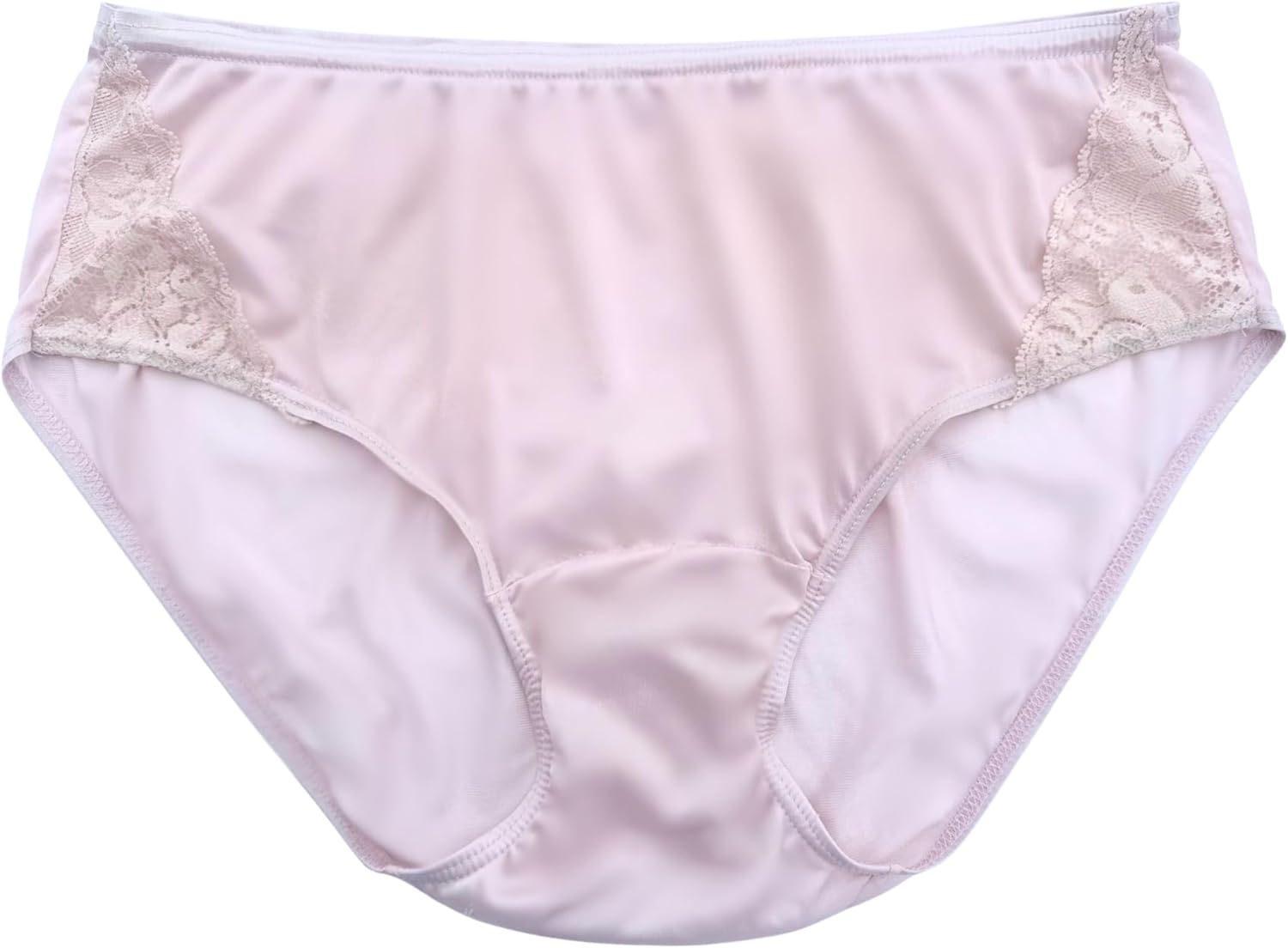 Shadowline Women's Underwear Nylon Hipster Panty with Lace Insert 3 Pack (US, Numeric, 7, Regular, Regular, Black/White/Blush)