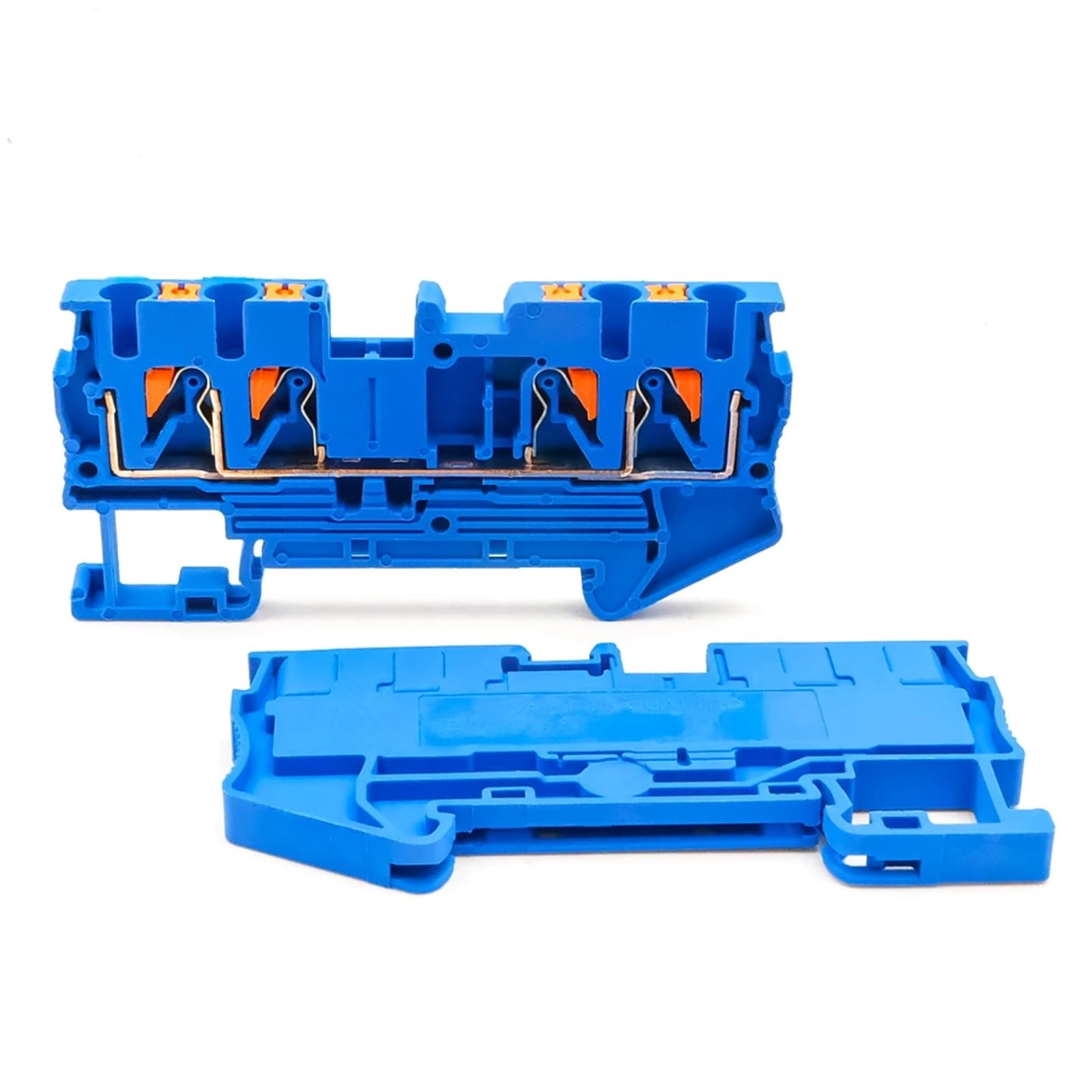 10Pcs PT 2.5-Quattro 4-Wire Terminal Block 2.5mm² DIN Rail Spring Clamp Electrical Compact Connections(PT-2.5-Quattro-Blue)