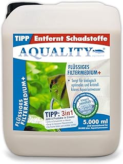 AQUALITY Aquarium Flüssiges Filtermedium (Kristallklares Aquariumwasser - Entfernt Schadstoffe - Besserer Pflanzenwuchs - Wasseraufbereiter - Wasseraufbereitung), Inhalt:5 Liter
