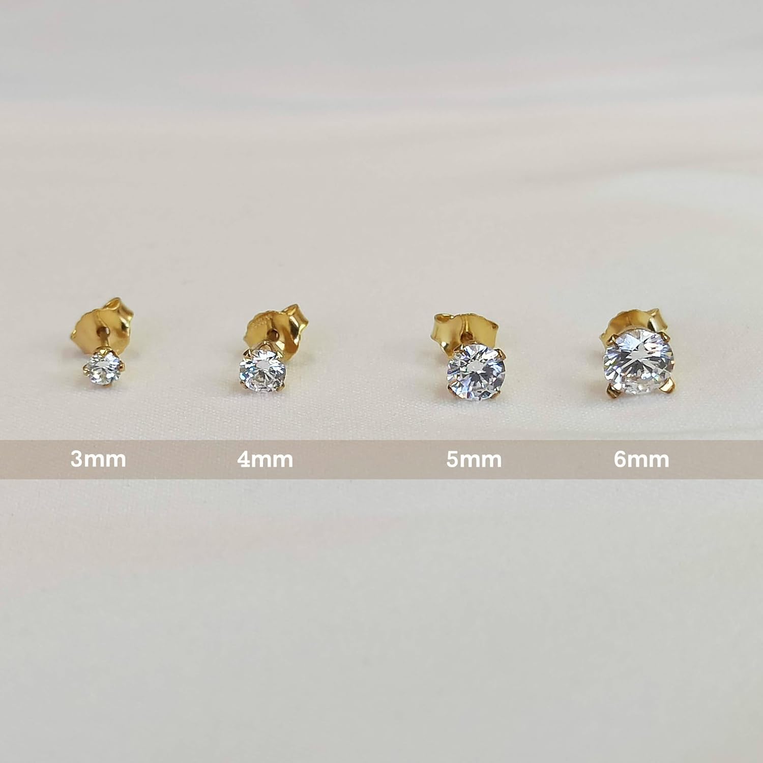 CZ Diamond Stud Earrings - Gold Filled or Sterling Silver, Minimalist Everyday Studs 3-6mm - Image 8