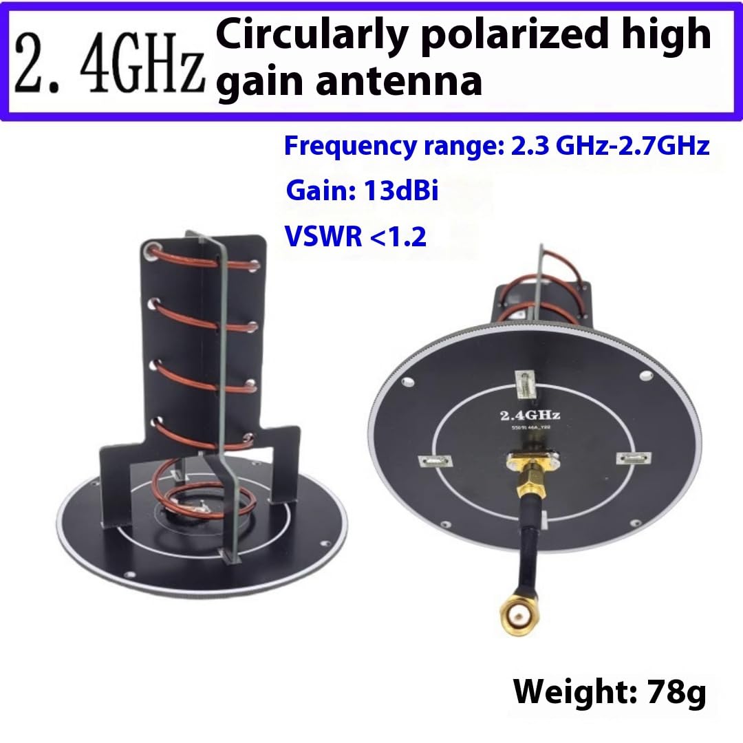 Antenna direzionale da 2,4 GHz, antenna a spirale, con mappatura, telecomando, portata estesa, alto guadagno, 2400 MHz (ago femmina (LH))