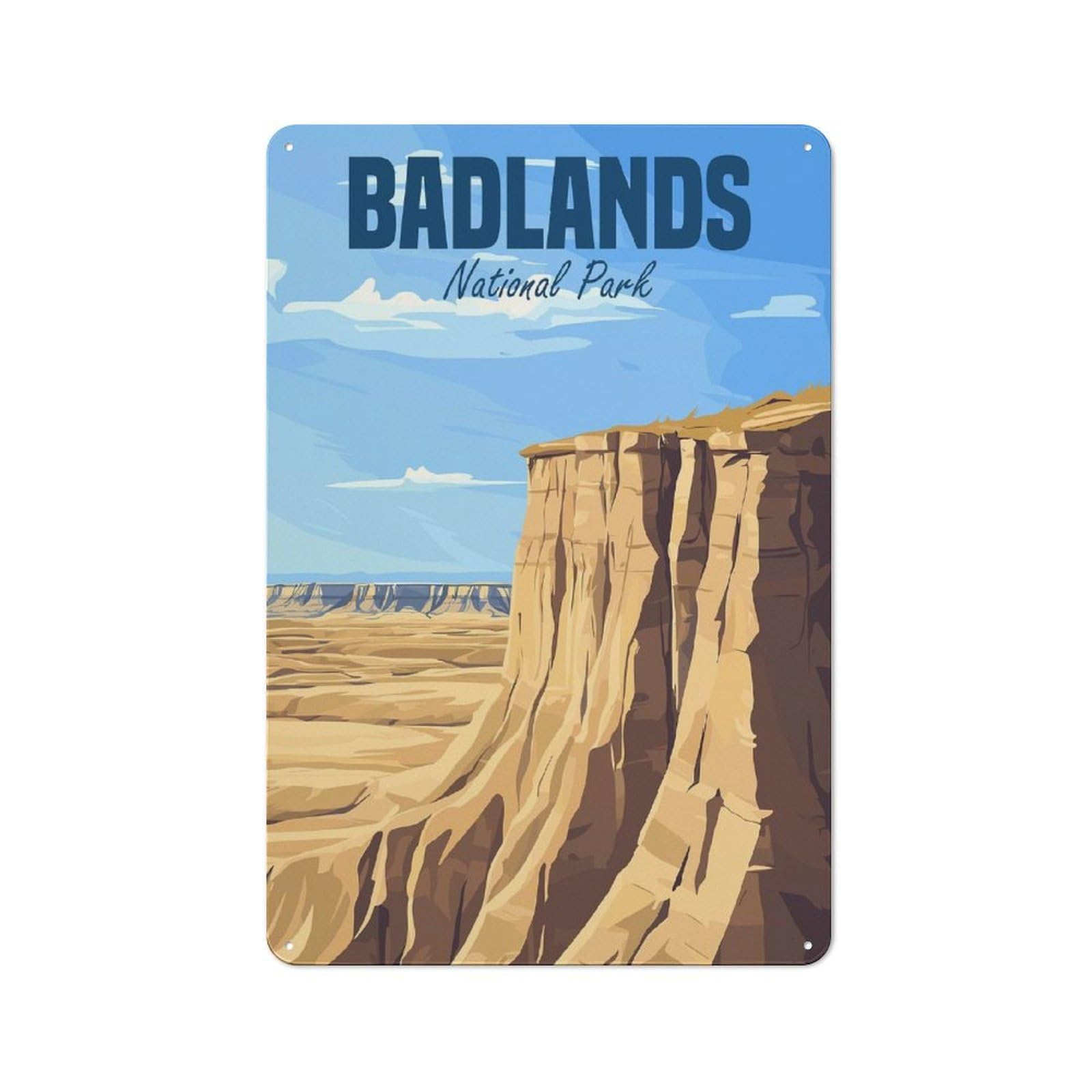 Junmoney Style-11 Metal Wall Sign 30X20cm Featuring Badlands National Park For Café Or Home Bar, A Decorative Gift For A Newly Furnished Café And Home Bar