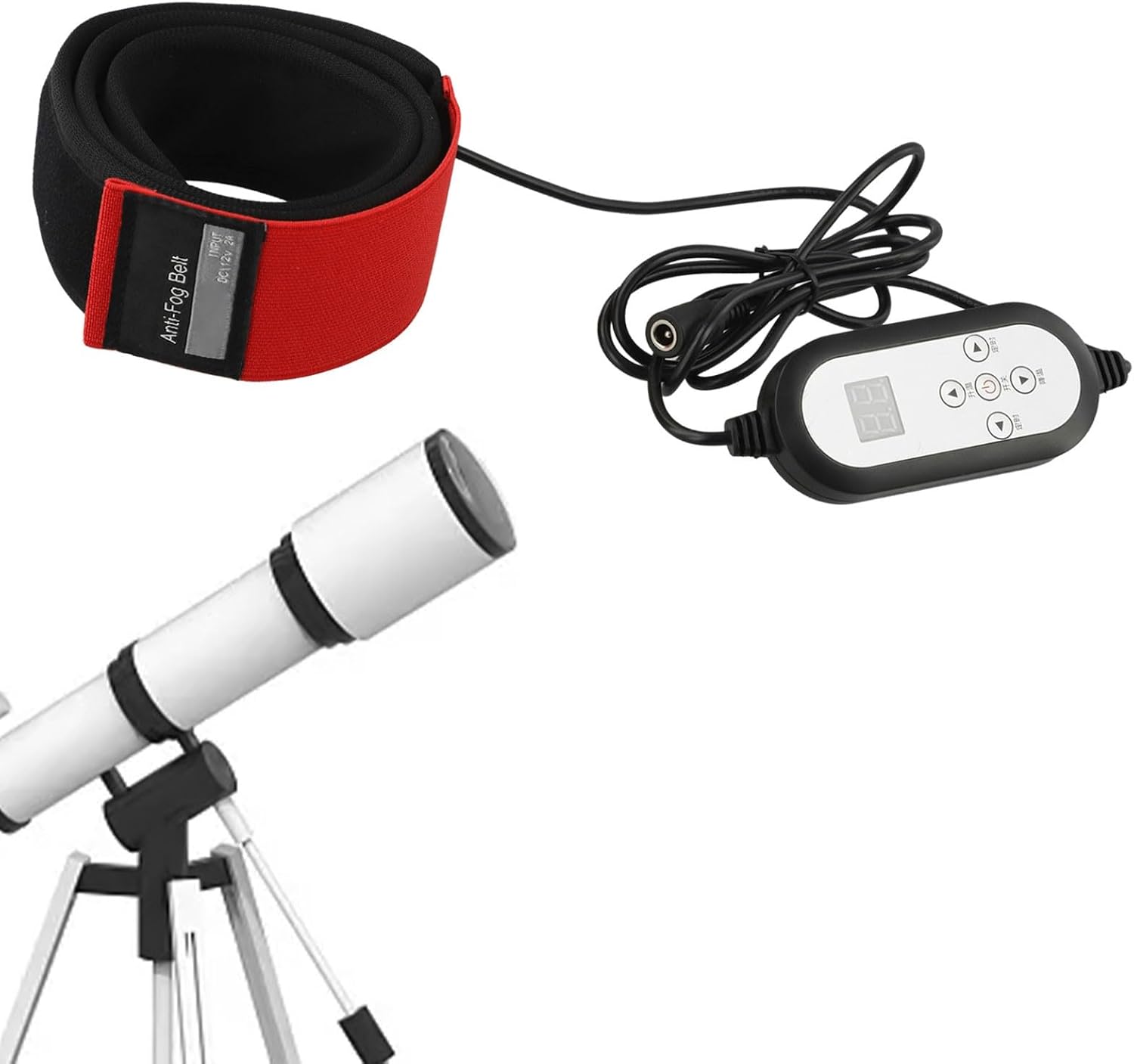 Telescope Lens Dew Heater Strap for Anti-Condensation, 12V Powered with Intelligent Temperature Control, Compatible with 130mm to 350mm Diameter Optics (Black and for Red)