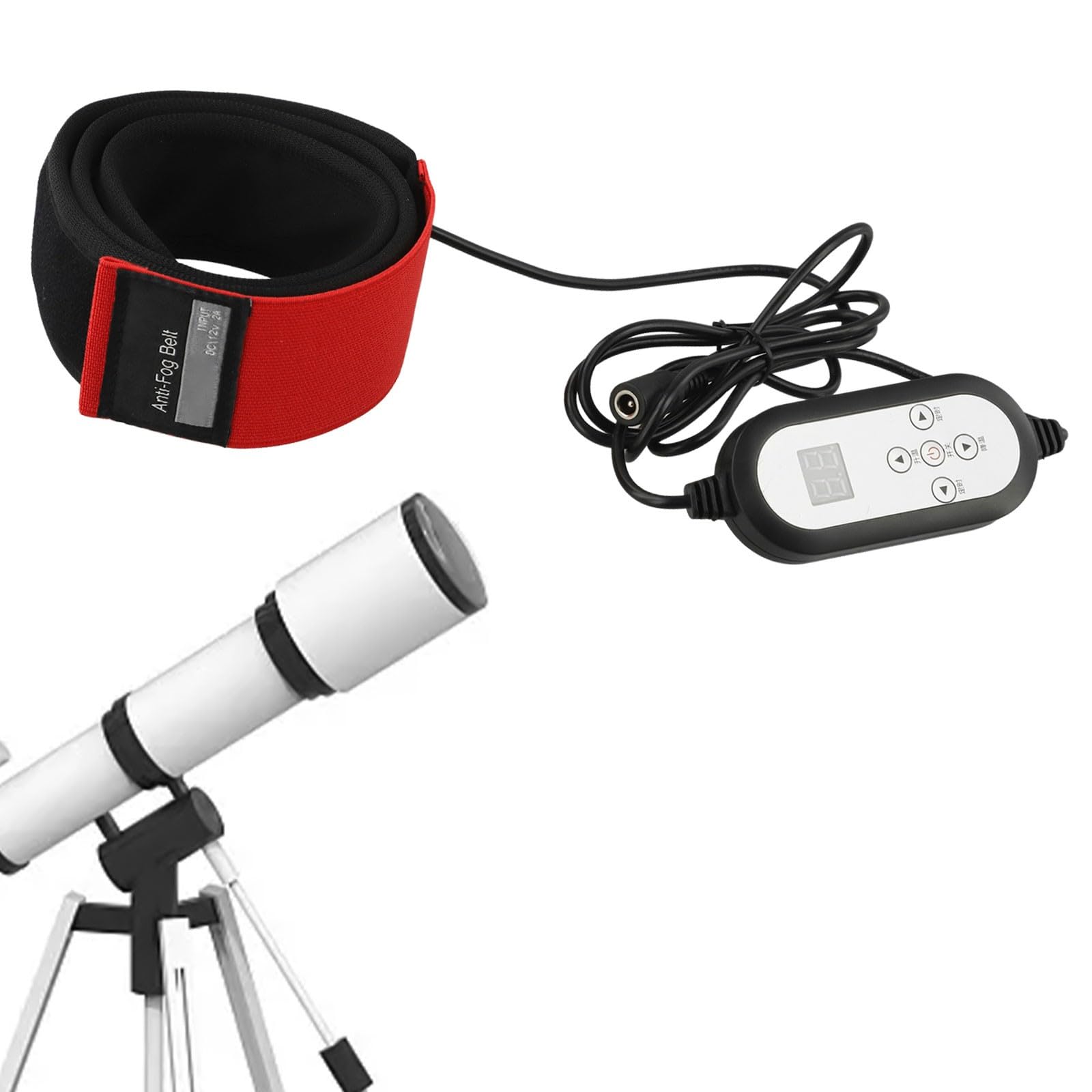 12V Dew Heater Strap for Astronomical Telescopes and Lenses,Anti Condensation Warmer with Intelligent Temperature Control,Black and Red