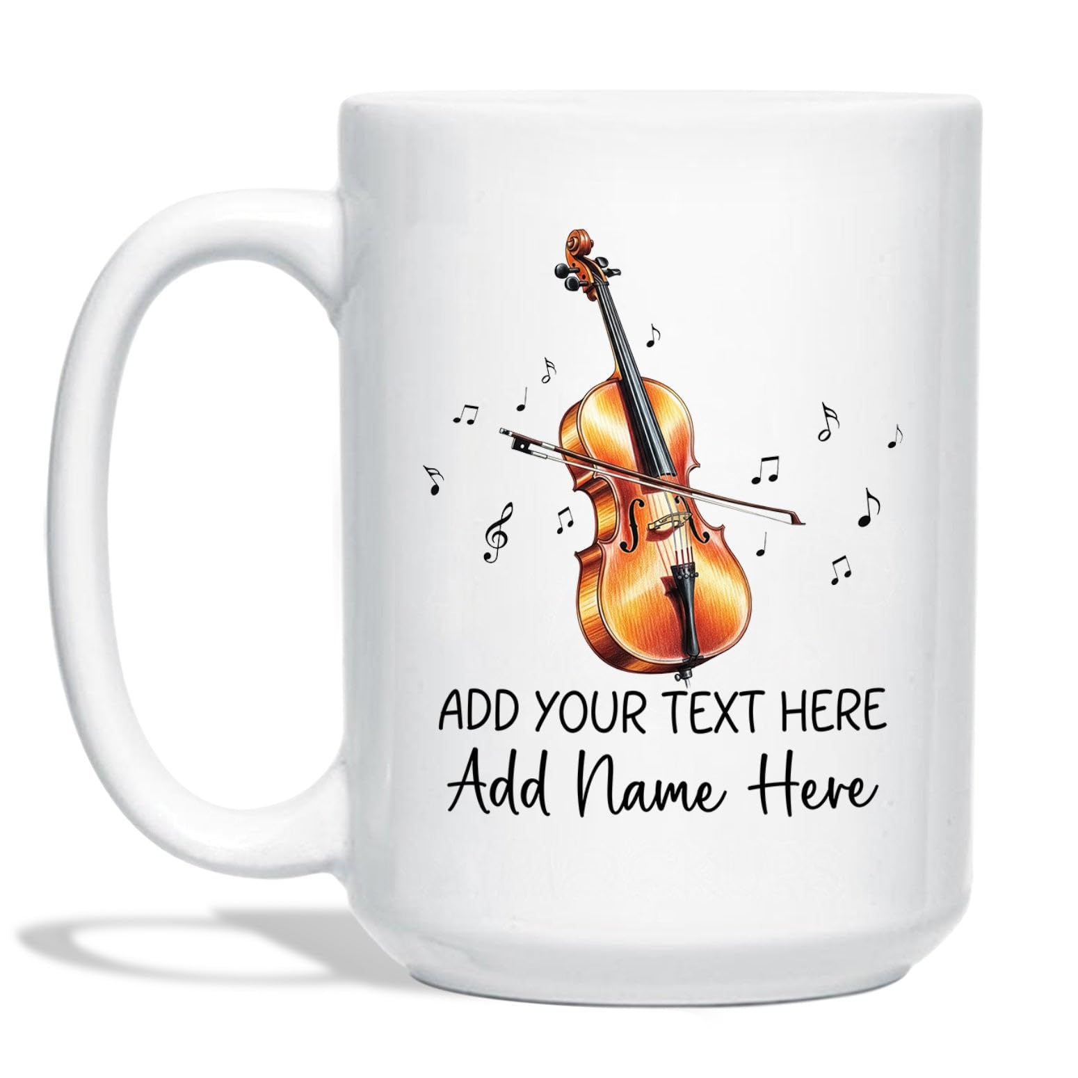 Cello Ceramic Cup with Customized Name, Personalized Musical Instruments Mug Gift for Cellist/Musician/Teacher, Customized Cello Coffee Mug, Custom Musical Instruments Player Cup 11oz 15oz