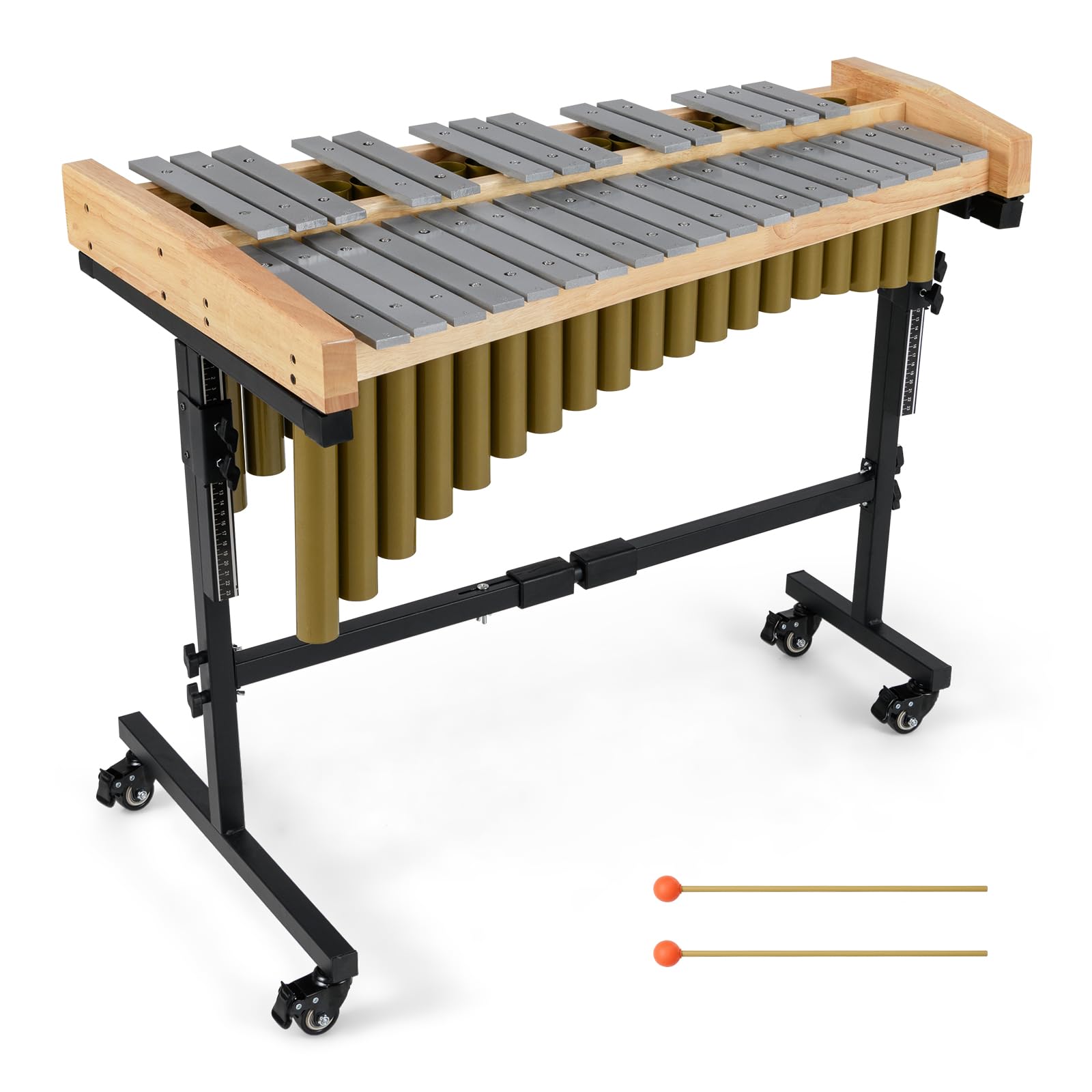 Giantex 32 Note Glockenspiel Marimba with Adjustable Stand Wheels Metal Xylophone Percussion Instrument with Aluminum Bars Resonator Tubes