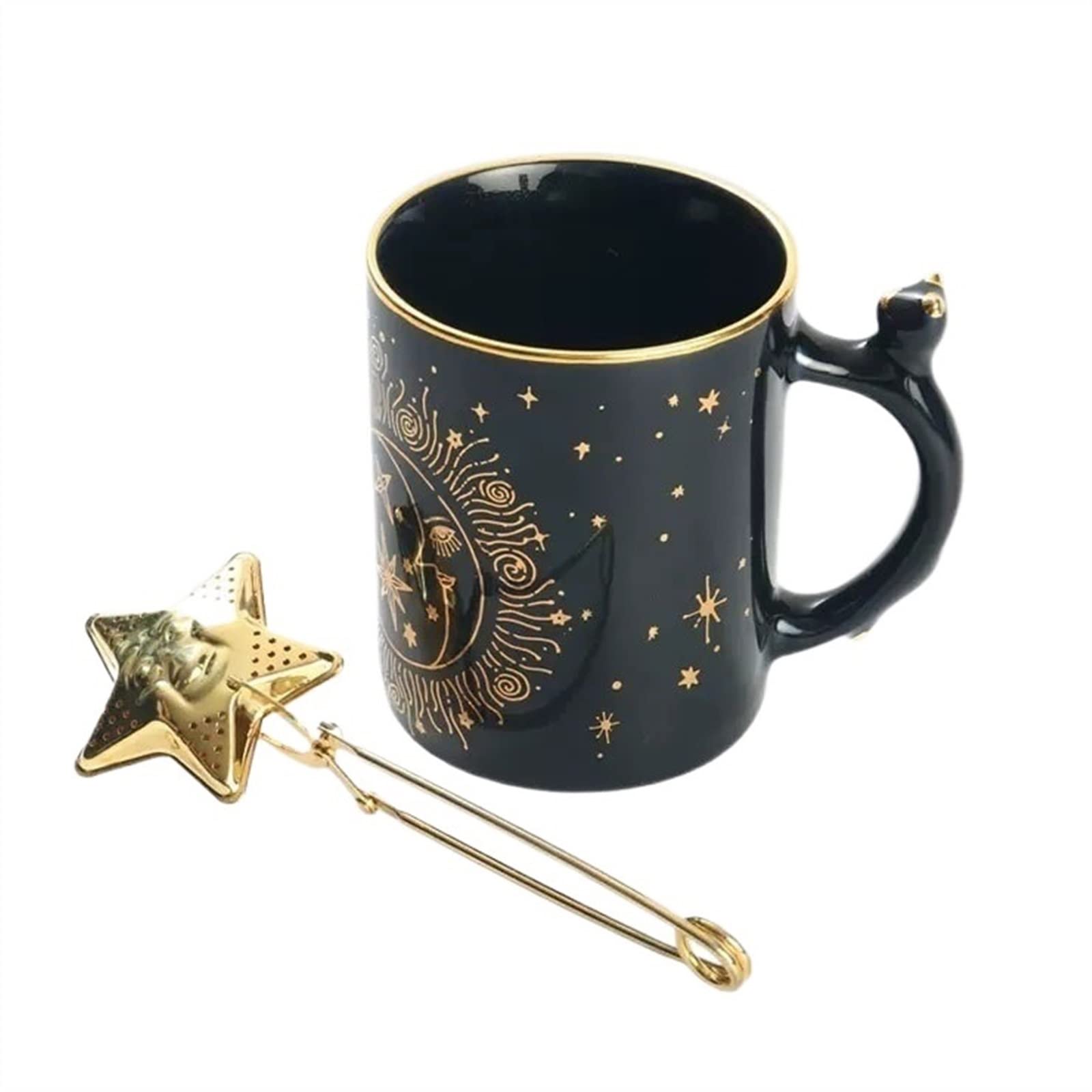 Tazas de Café Taza de estrella con personalidad, Taza de cerámica con té, reloj de arena, taza de café, taza de leche, taza for beber en el hogar y la Oficina para Hogar, Oficina, Fiesta, Regalo para