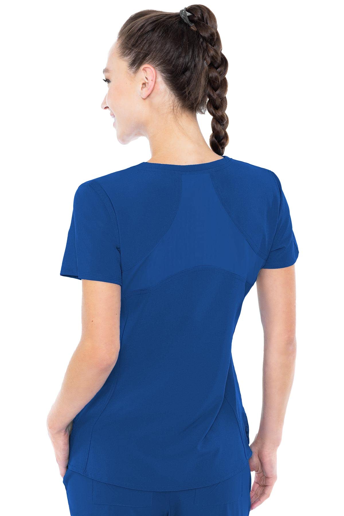 Med Couture Energy Women's Racerback Shirttail Scrub Top Royal/Coral 4XL