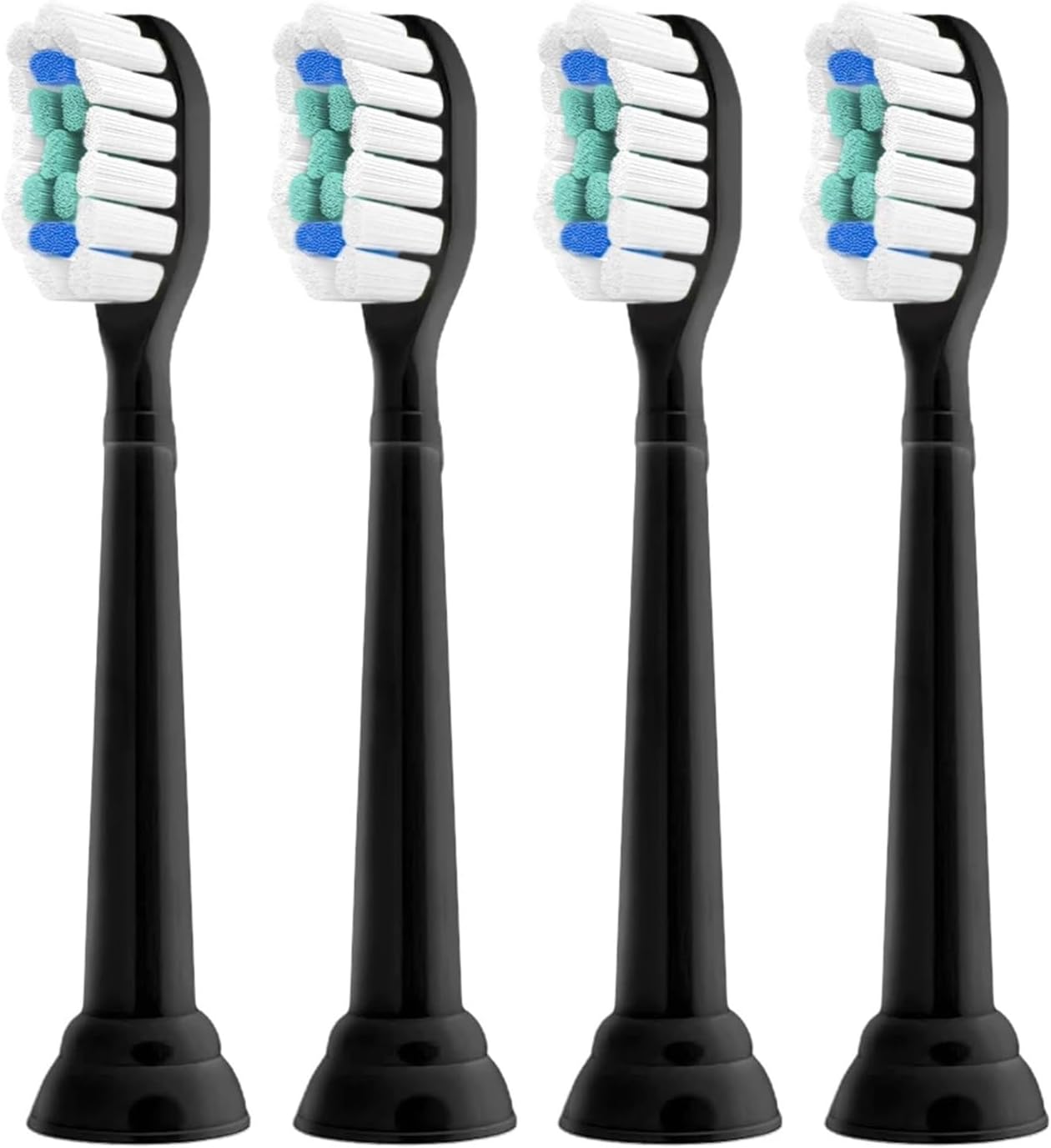 Replacement Toothbrush Heads ，Compatible for Philips Sonicare， Diamond Electric Brush Heads Clean Refill for Hx6920 4100 2 Series(Black-4 Pcs)